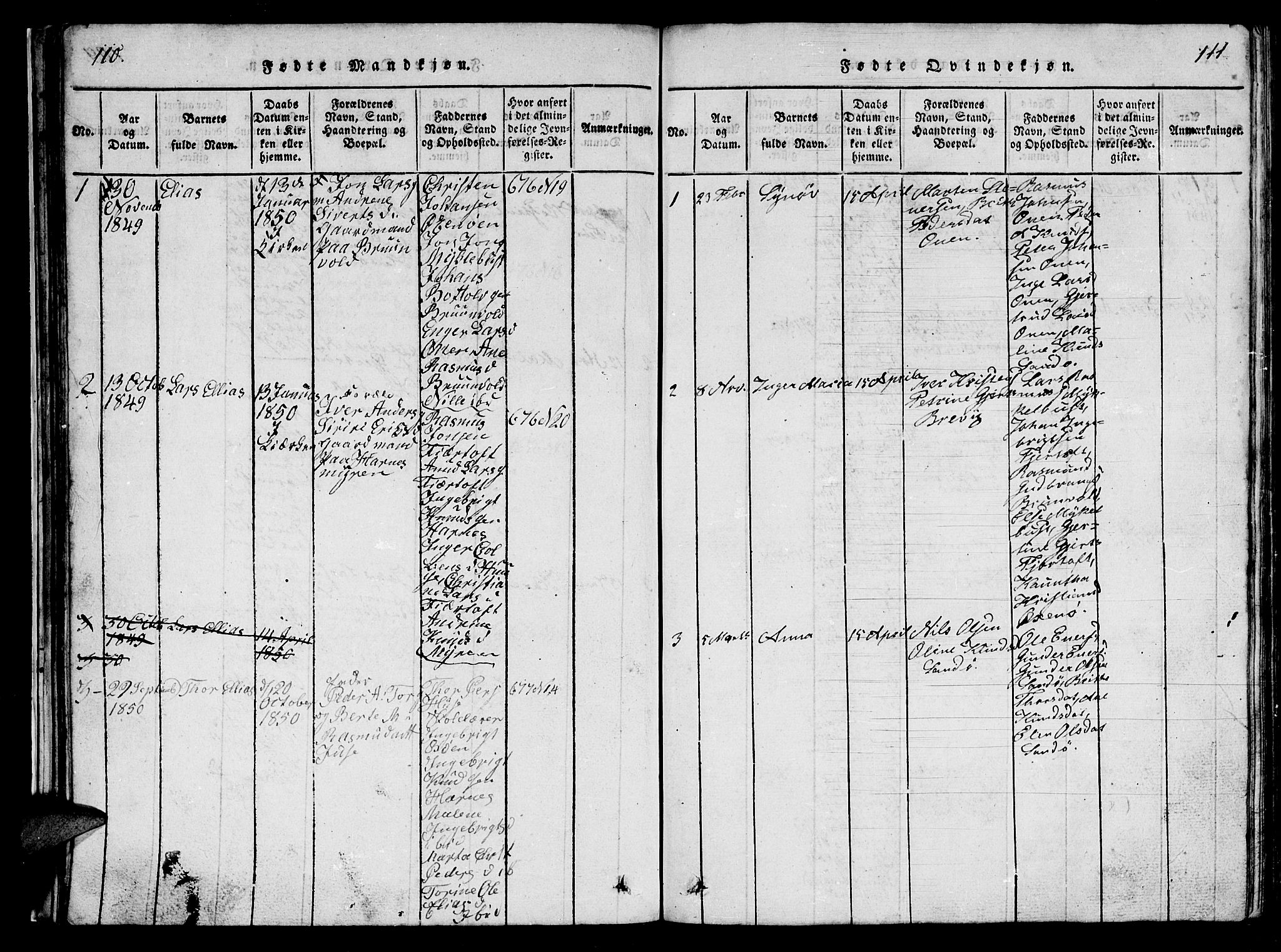 Ministerialprotokoller, klokkerbøker og fødselsregistre - Møre og Romsdal, AV/SAT-A-1454/561/L0731: Parish register (copy) no. 561C01, 1817-1867, p. 110-111