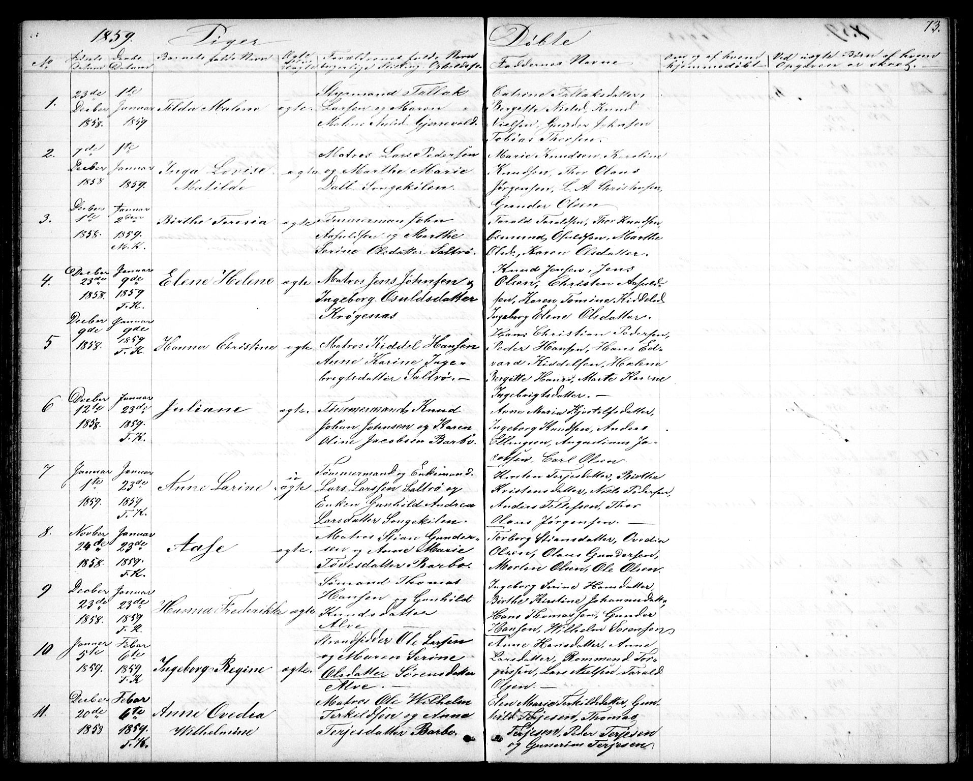 Tromøy sokneprestkontor, SAK/1111-0041/F/Fb/L0003: Parish register (copy) no. B 3, 1859-1868, p. 73