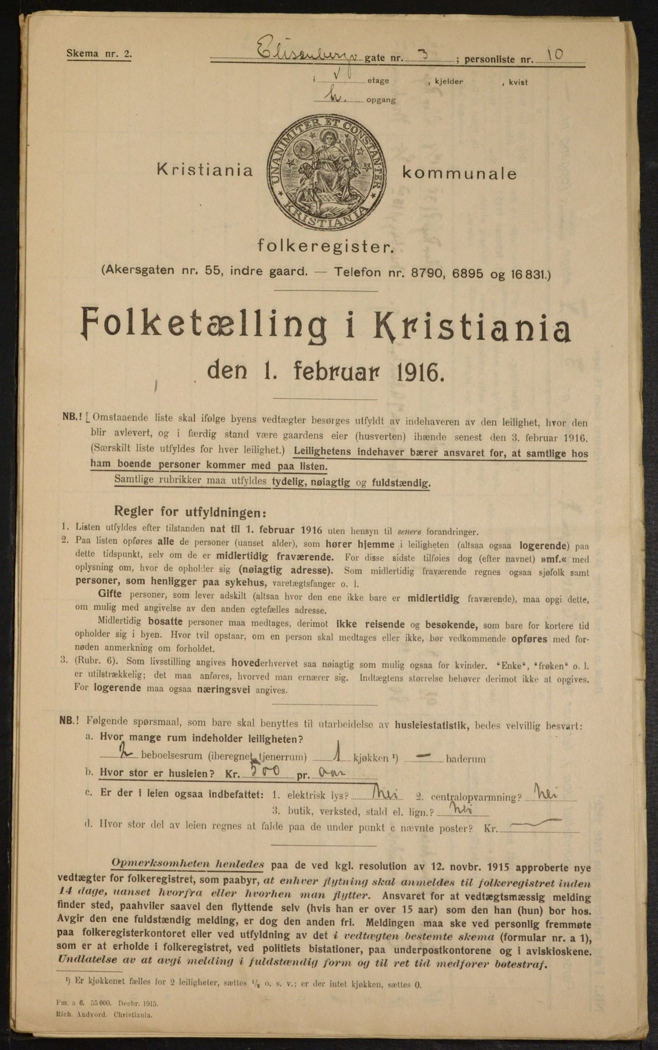 OBA, Municipal Census 1916 for Kristiania, 1916, p. 20740