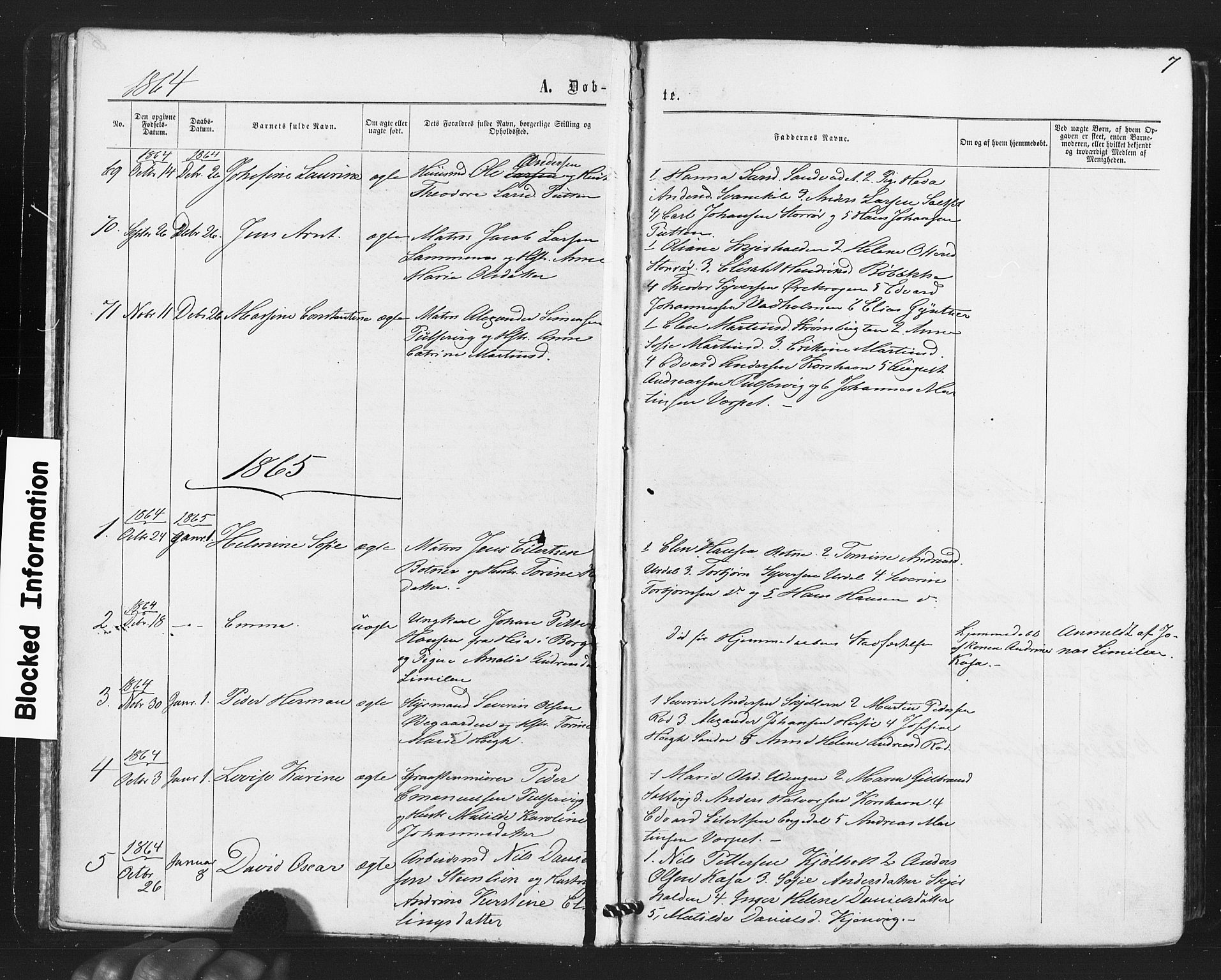 Hvaler prestekontor Kirkebøker, SAO/A-2001/F/Fa/L0007: Parish register (official) no. I 7, 1864-1878, p. 7