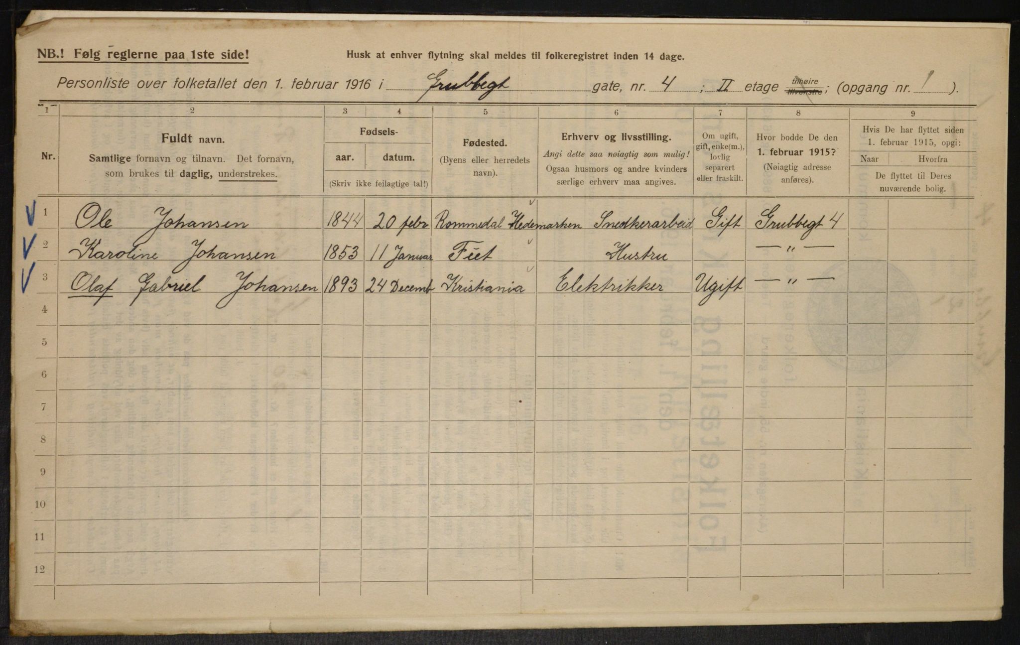 OBA, Municipal Census 1916 for Kristiania, 1916, p. 30754