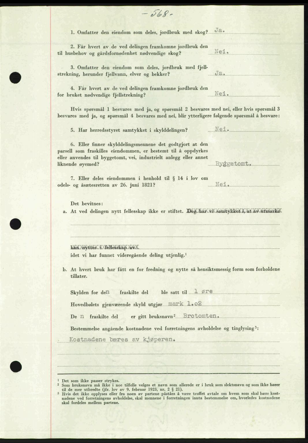 Gauldal sorenskriveri, SAT/A-0014/1/2/2C: Mortgage book no. A3, 1947-1947, Diary no: : 687/1947