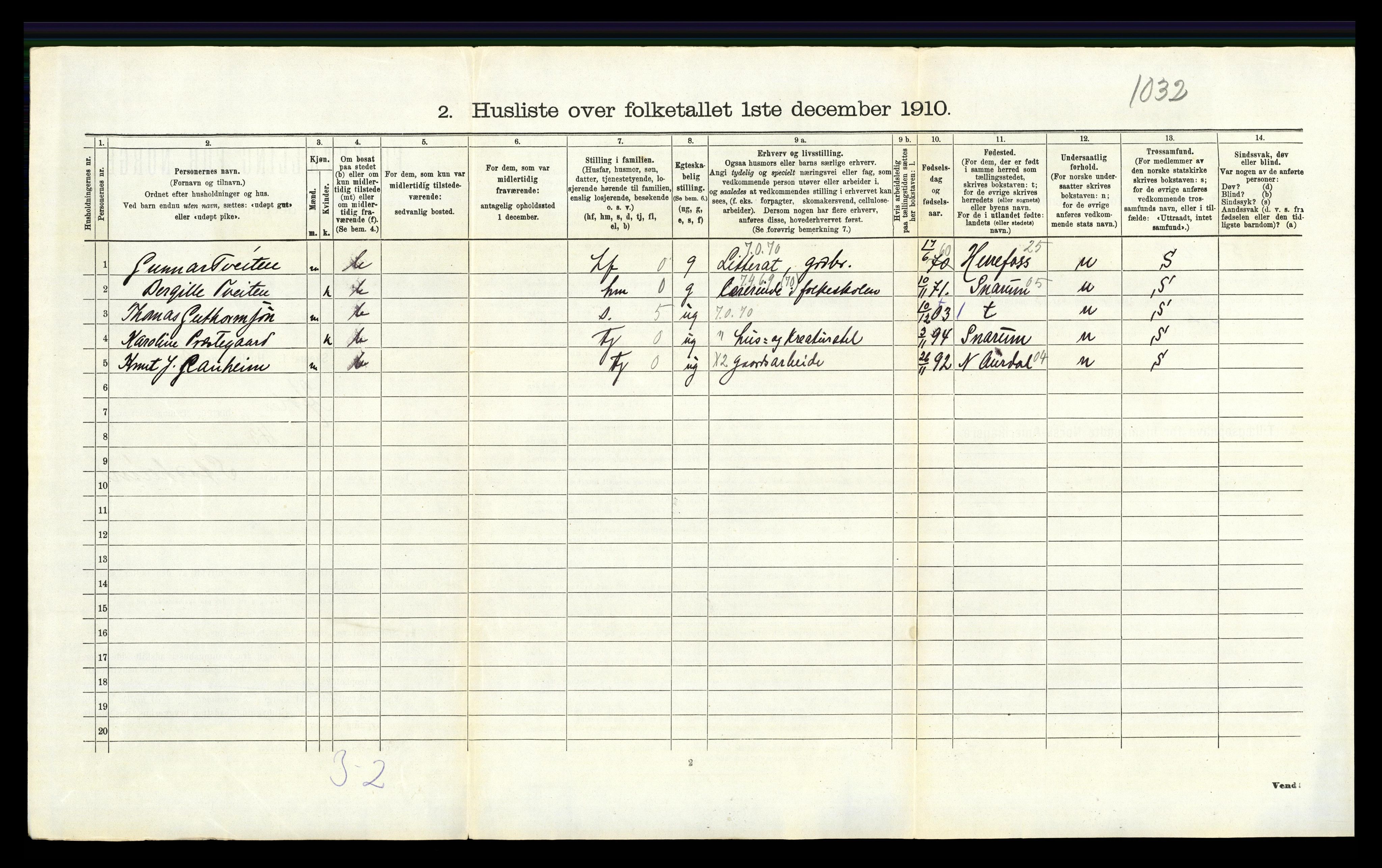 RA, 1910 census for Hole, 1910, p. 341