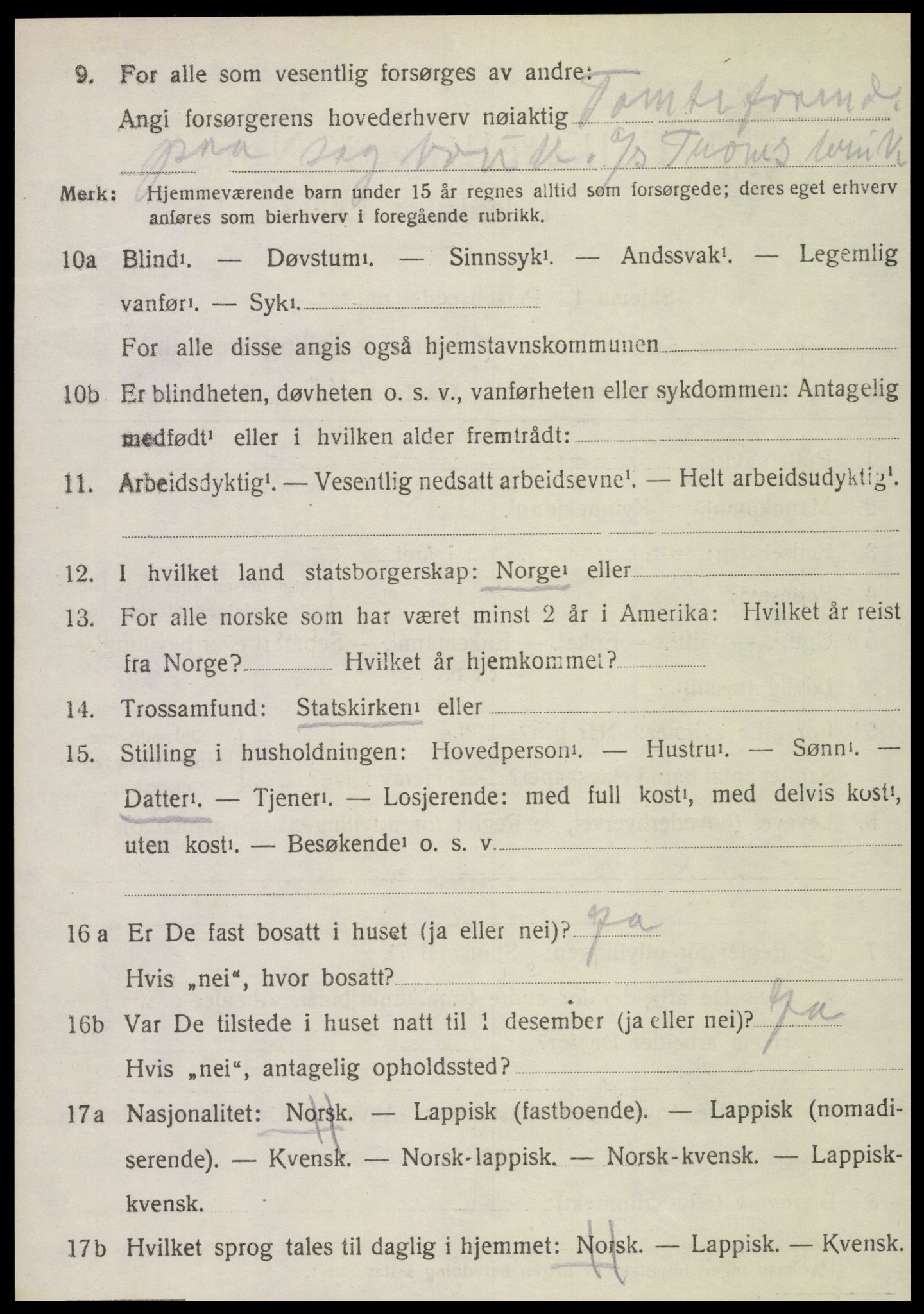 SAT, 1920 census for Verdal, 1920, p. 2896