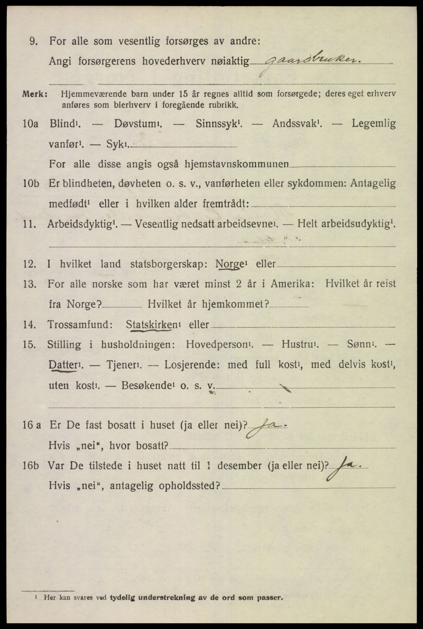 SAK, 1920 census for Holum, 1920, p. 2618