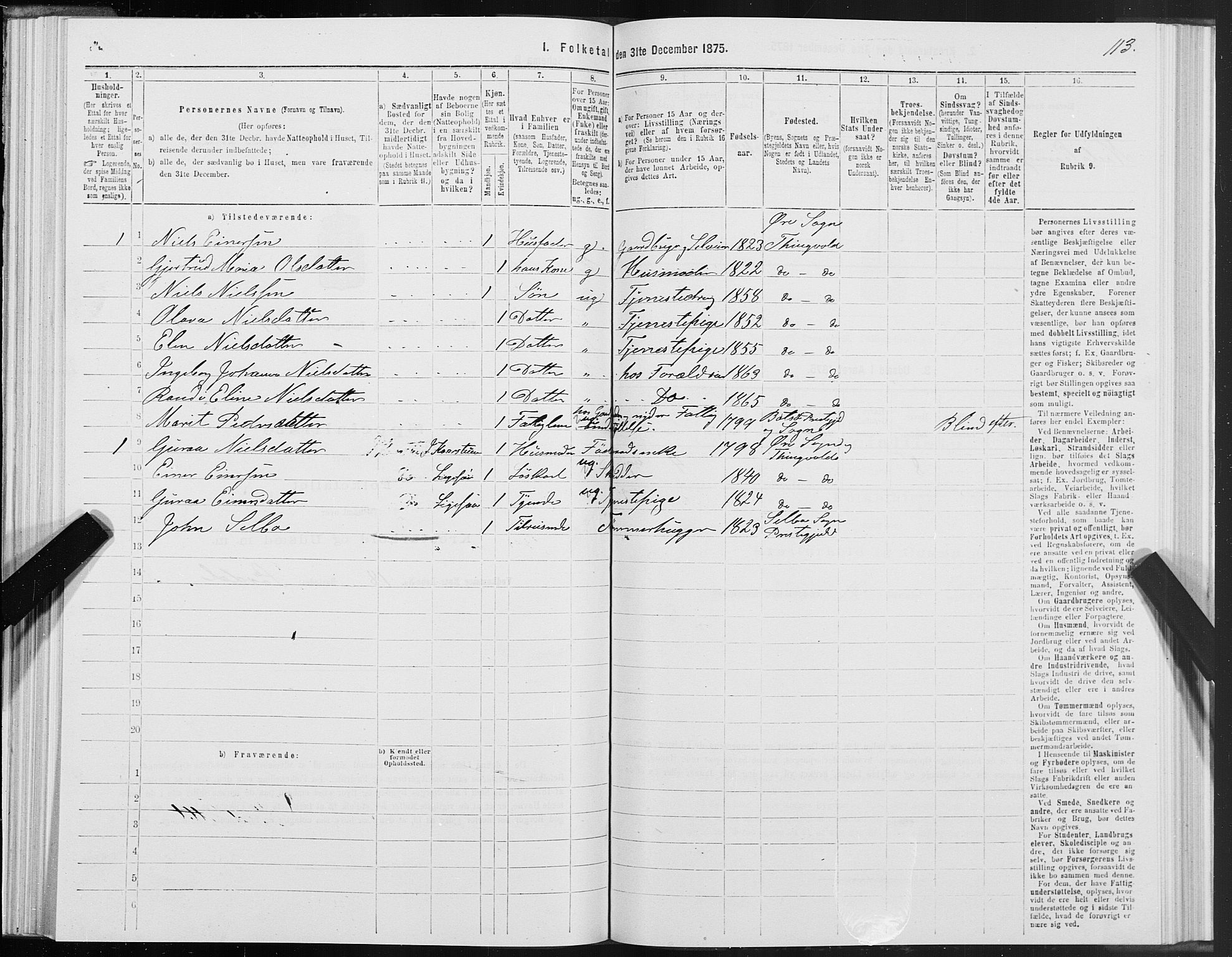 SAT, 1875 census for 1560P Tingvoll, 1875, p. 5113