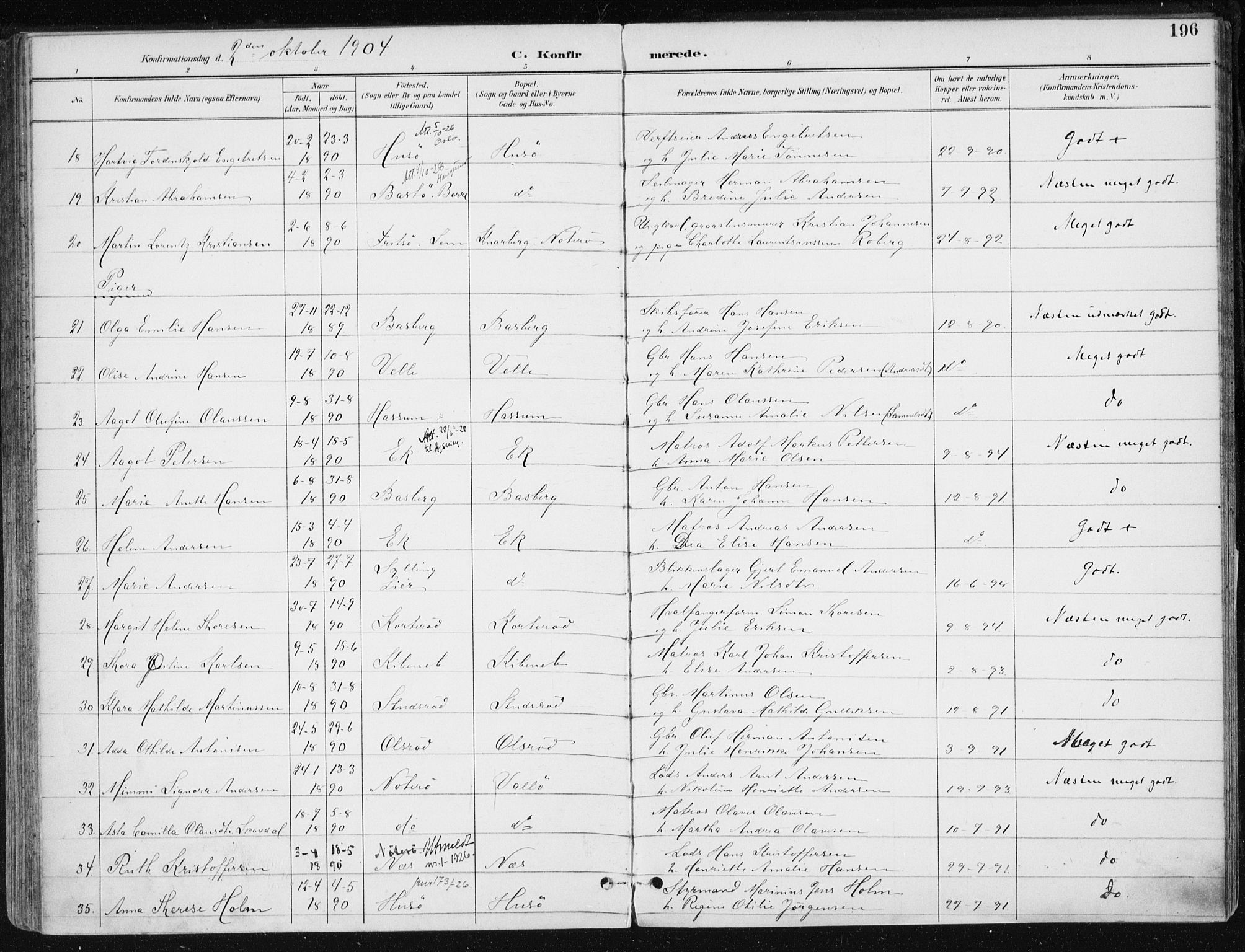 Sem kirkebøker, AV/SAKO-A-5/F/Fb/L0005: Parish register (official) no. II 5, 1892-1904, p. 196