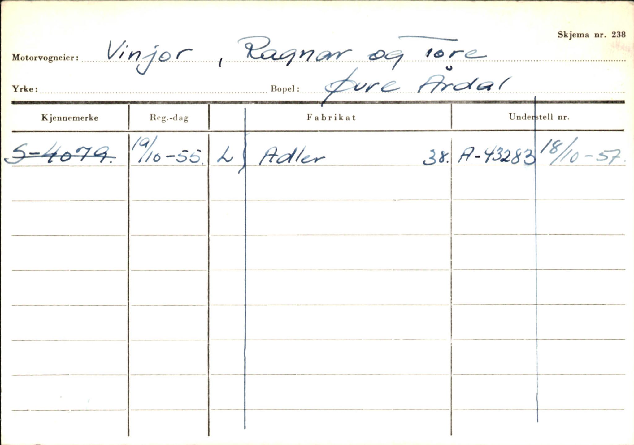 Statens vegvesen, Sogn og Fjordane vegkontor, AV/SAB-A-5301/4/F/L0146: Registerkort Årdal R-Å samt diverse kort, 1945-1975, p. 1242