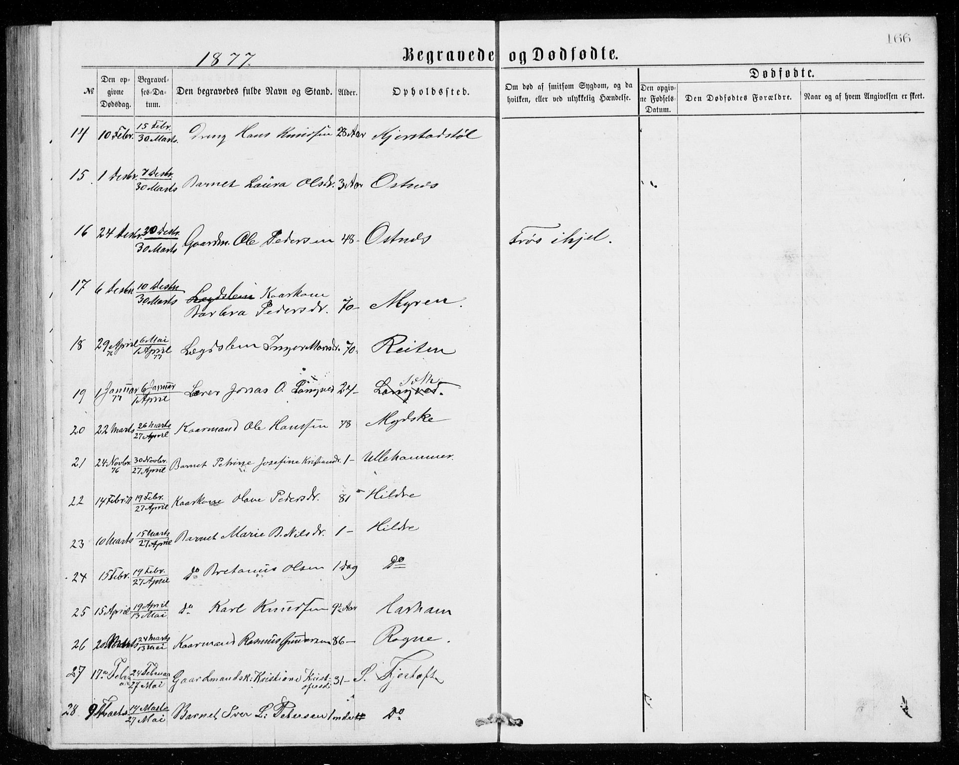 Ministerialprotokoller, klokkerbøker og fødselsregistre - Møre og Romsdal, AV/SAT-A-1454/536/L0509: Parish register (copy) no. 536C04, 1871-1881, p. 166