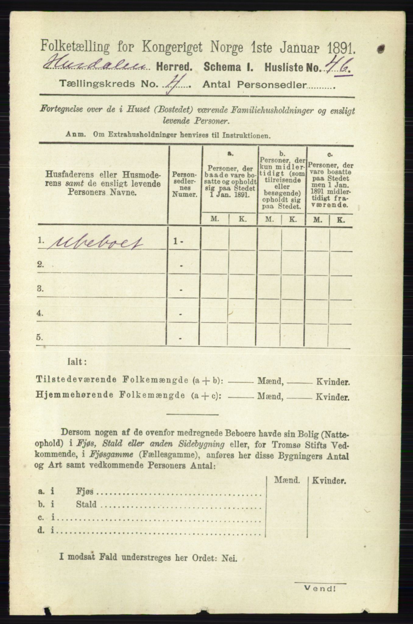 RA, 1891 census for 0239 Hurdal, 1891, p. 1327