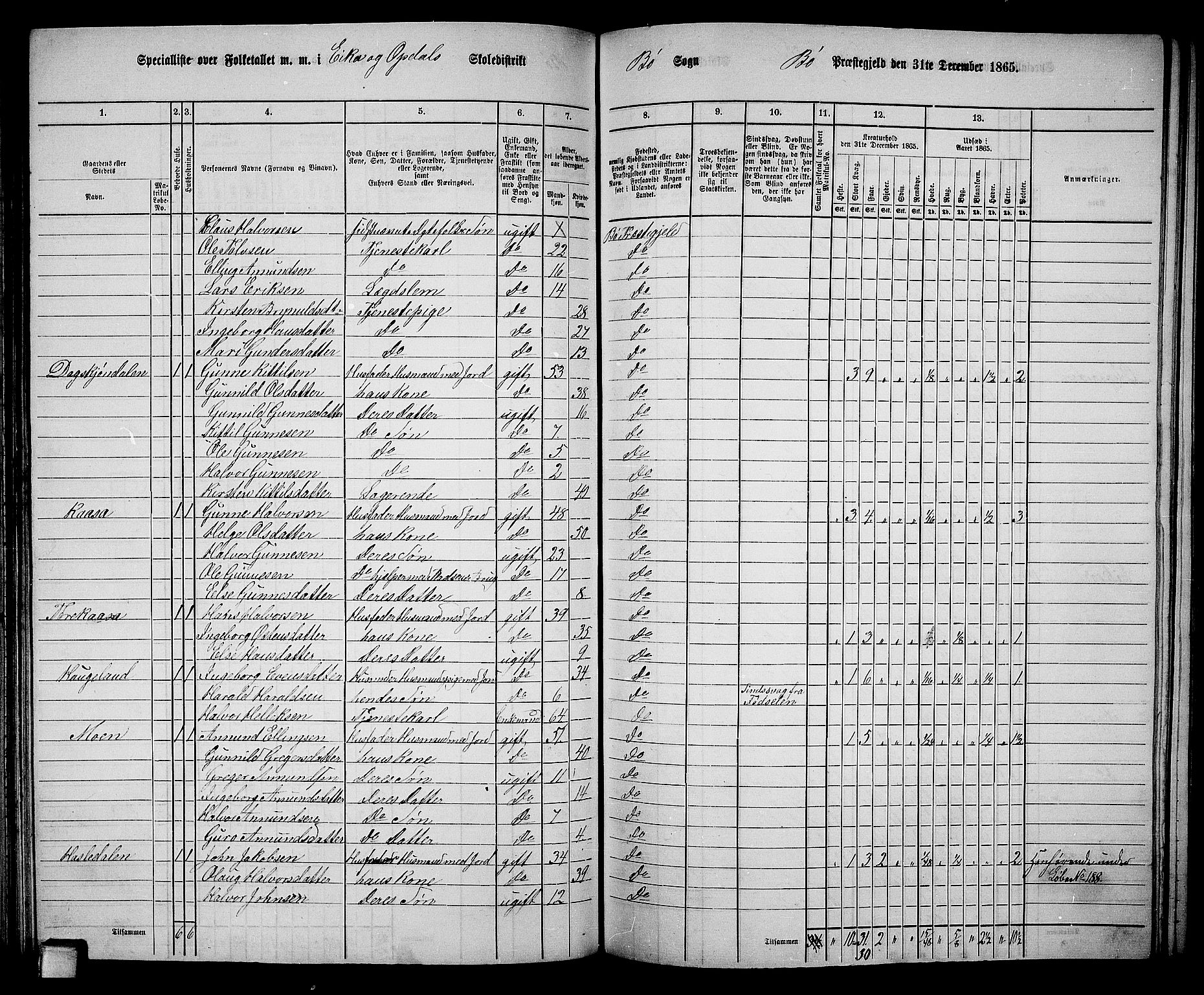 RA, 1865 census for Bø, 1865, p. 115