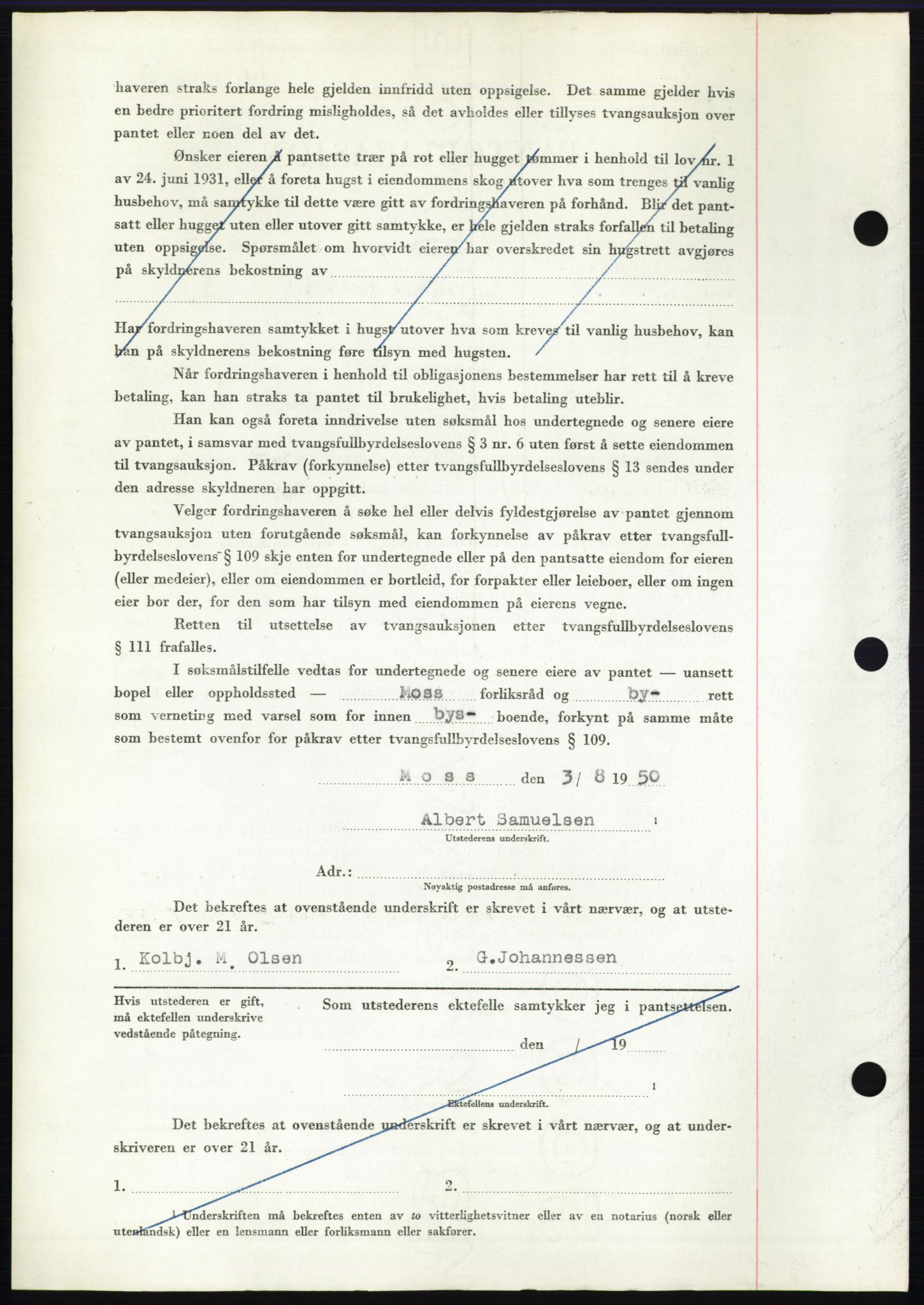 Moss sorenskriveri, AV/SAO-A-10168: Mortgage book no. B24, 1950-1950, Diary no: : 2329/1950