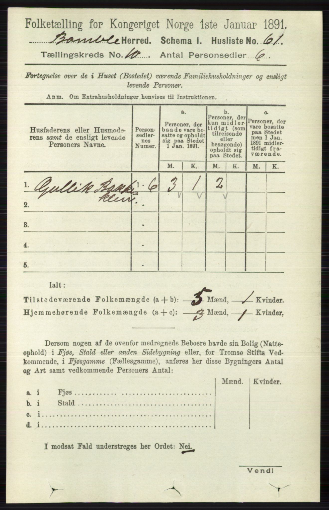 RA, 1891 census for 0814 Bamble, 1891, p. 5763