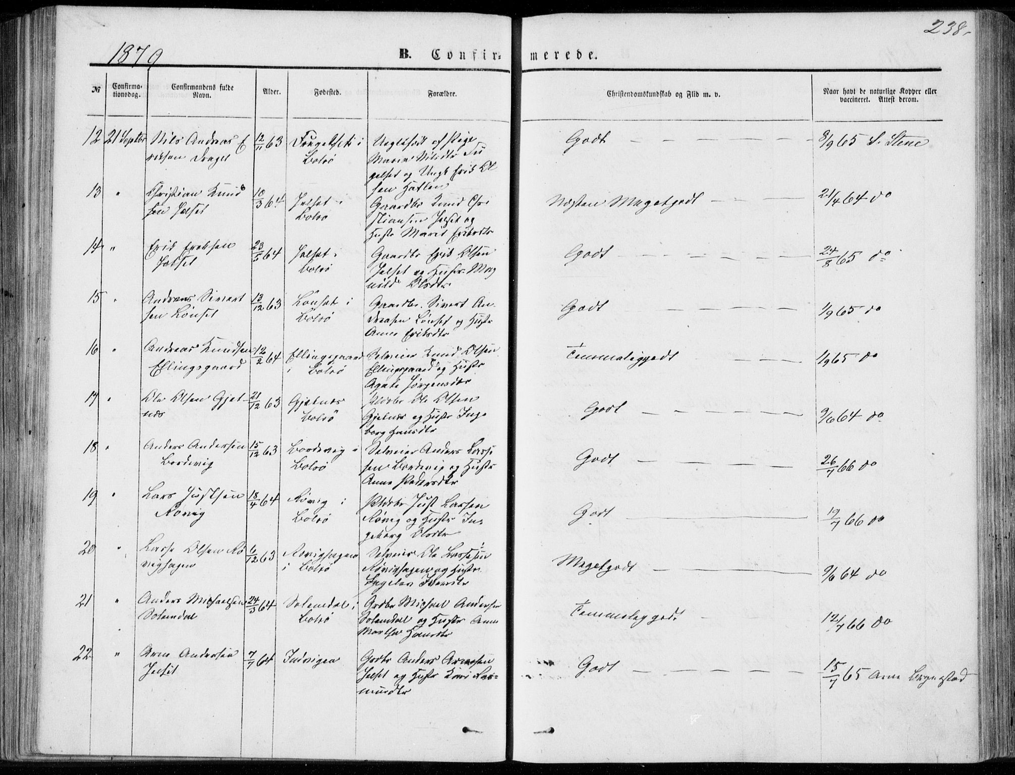 Ministerialprotokoller, klokkerbøker og fødselsregistre - Møre og Romsdal, AV/SAT-A-1454/555/L0655: Parish register (official) no. 555A05, 1869-1886, p. 238