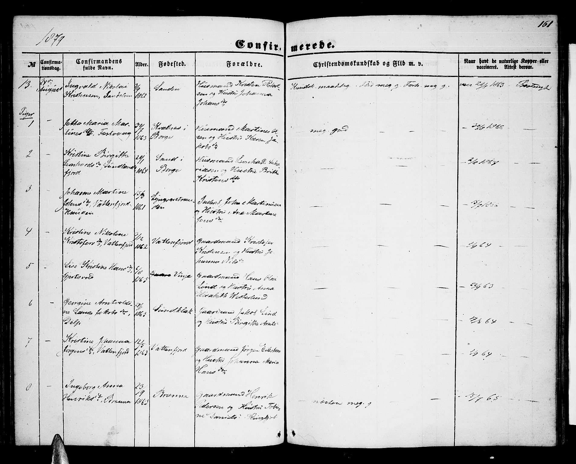 Ministerialprotokoller, klokkerbøker og fødselsregistre - Nordland, AV/SAT-A-1459/876/L1102: Parish register (copy) no. 876C01, 1852-1886, p. 161