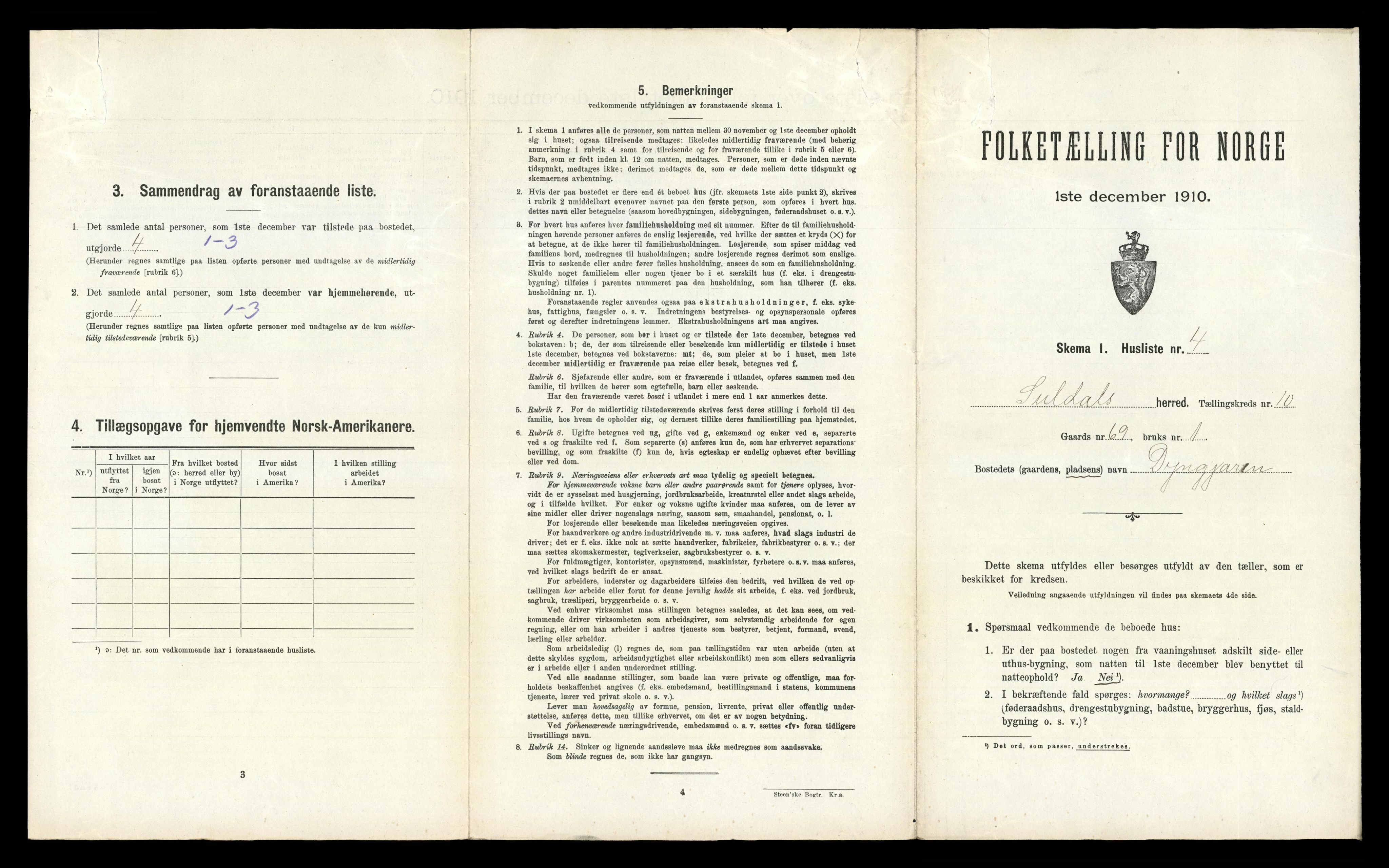 RA, 1910 census for Suldal, 1910, p. 659