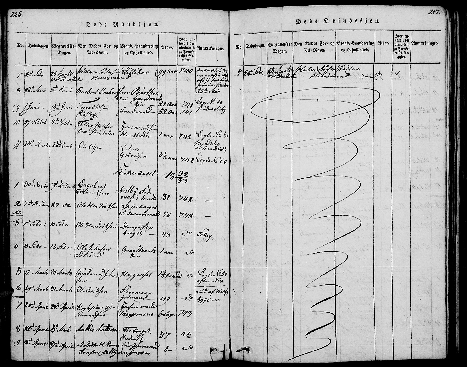 Trysil prestekontor, AV/SAH-PREST-046/H/Ha/Hab/L0004: Parish register (copy) no. 4, 1814-1841, p. 226-227