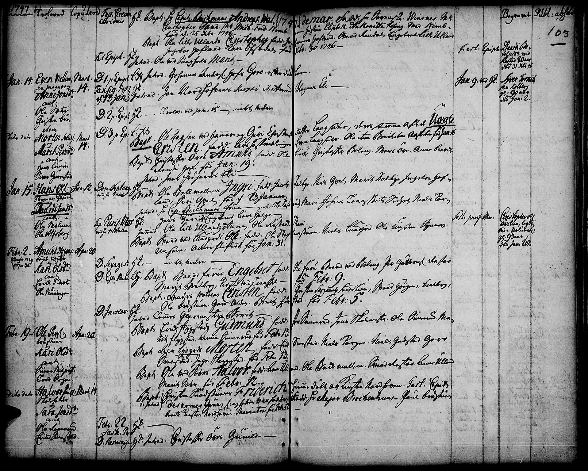 Fåberg prestekontor, AV/SAH-PREST-086/H/Ha/Haa/L0001: Parish register (official) no. 1, 1727-1775, p. 103