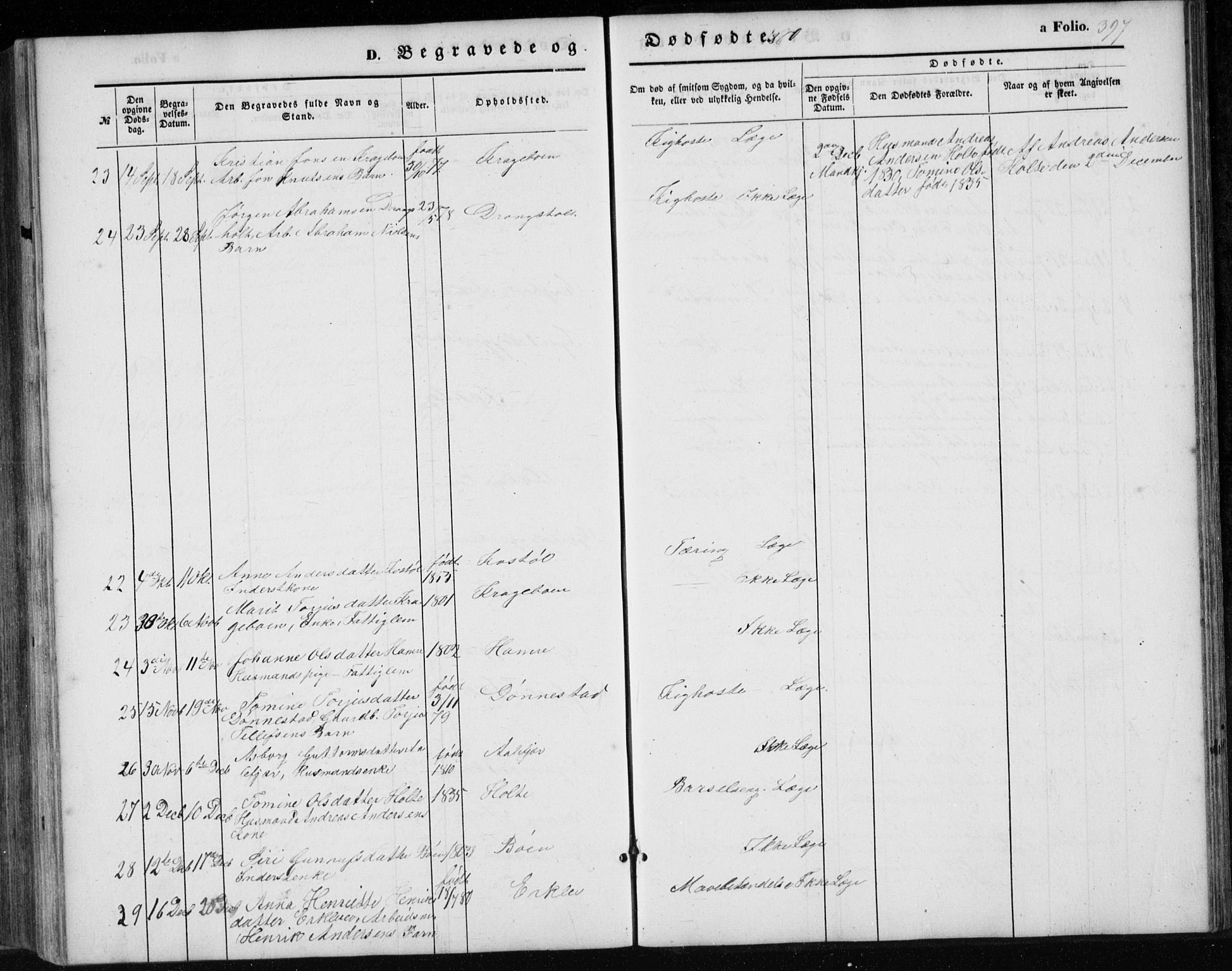 Tveit sokneprestkontor, AV/SAK-1111-0043/F/Fb/L0003: Parish register (copy) no. B 3, 1854-1886, p. 397