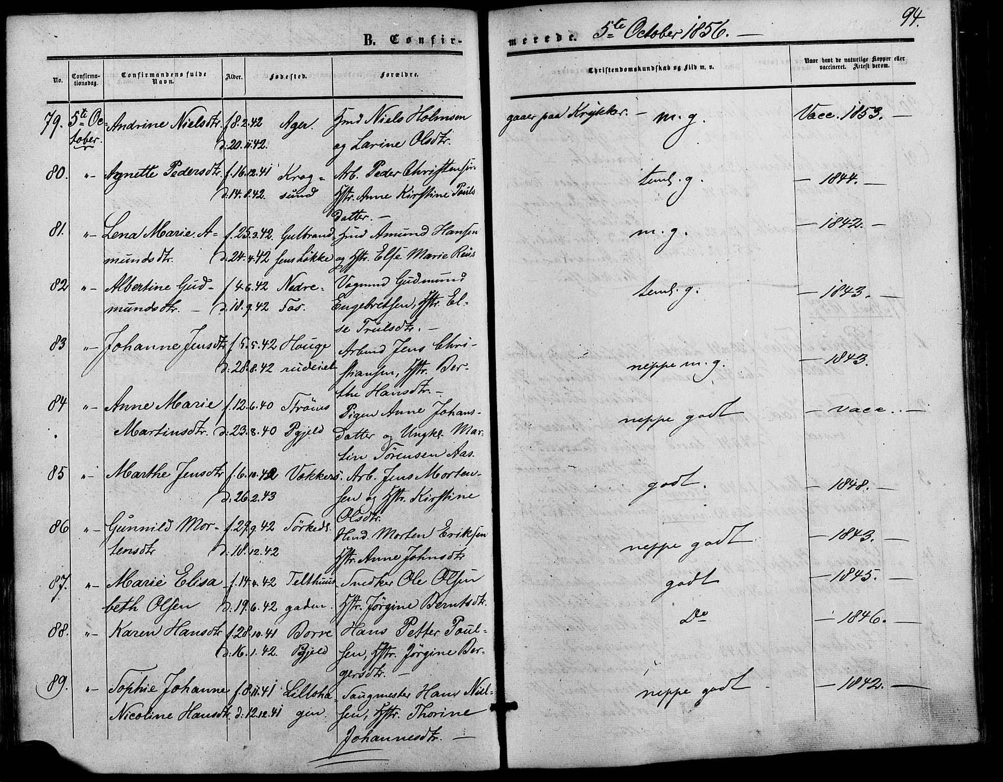 Vestre Aker prestekontor Kirkebøker, AV/SAO-A-10025/F/Fa/L0001: Parish register (official) no. 1, 1853-1858, p. 94