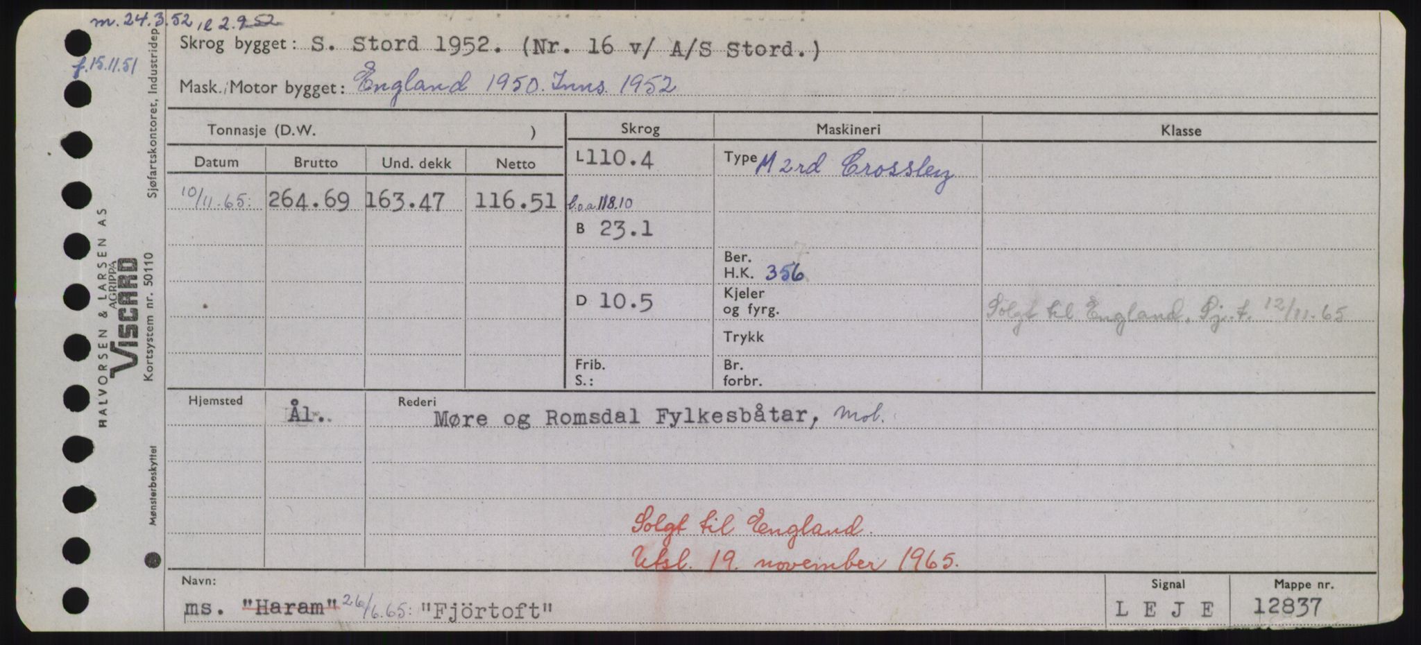 Sjøfartsdirektoratet med forløpere, Skipsmålingen, AV/RA-S-1627/H/Hd/L0010: Fartøy, F-Fjø, p. 695