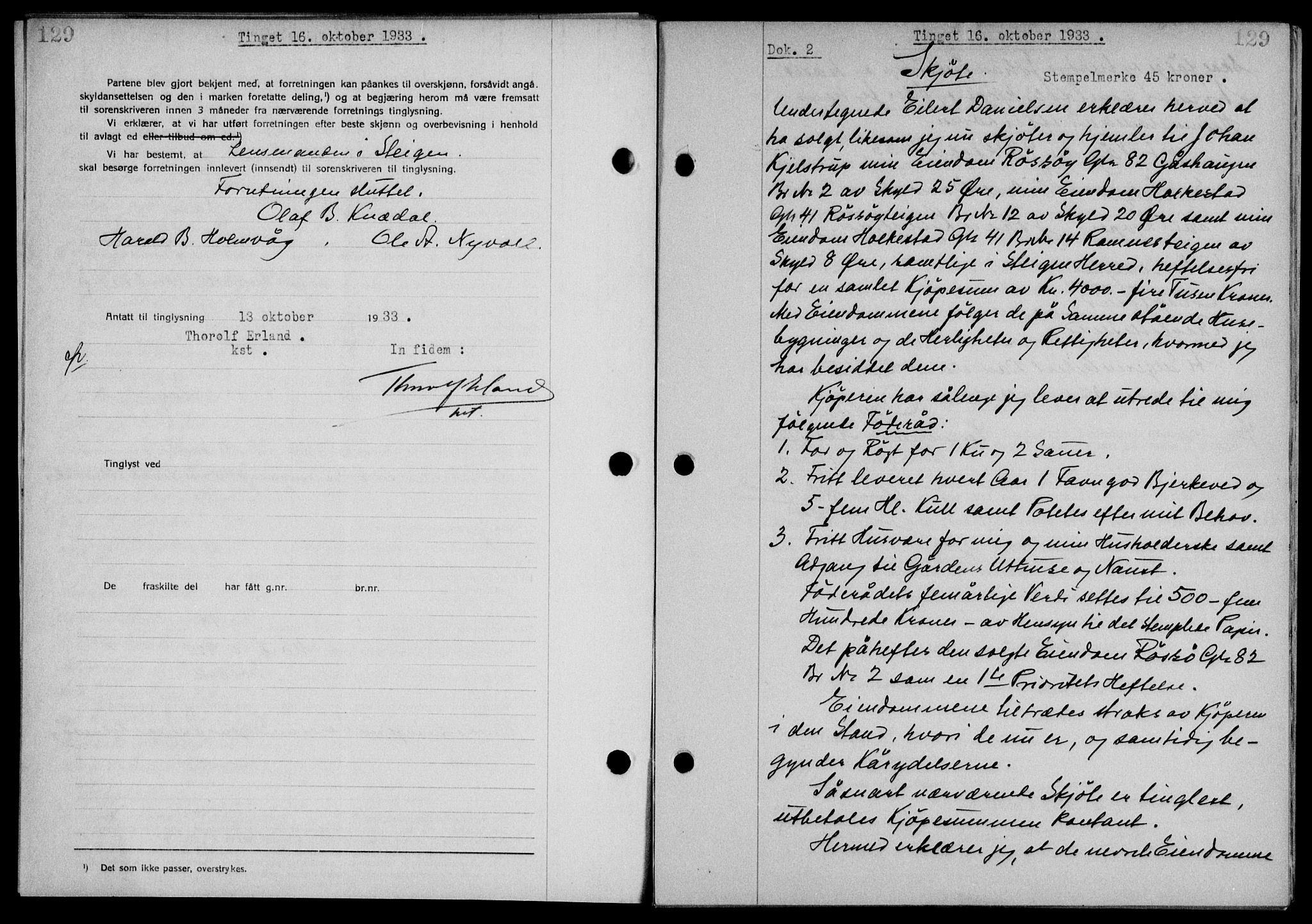 Steigen og Ofoten sorenskriveri, SAT/A-0030/1/2/2C/L0023/0002: Mortgage book no. 26-II og 27, 1933-1934, Deed date: 16.10.1933