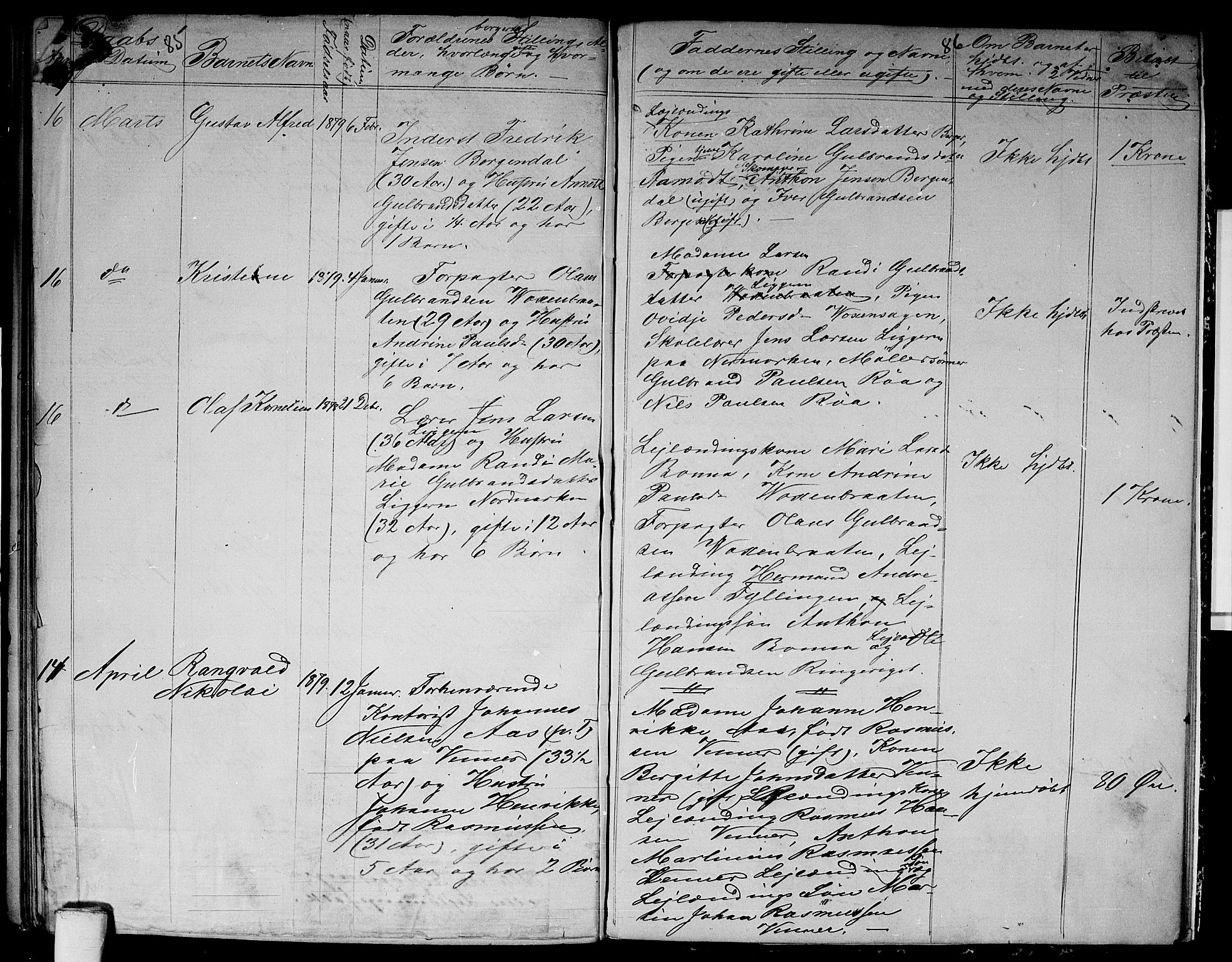 Vestre Aker prestekontor Kirkebøker, AV/SAO-A-10025/G/Gb/L0001: Parish register (copy) no. II 1, 1865-1881, p. 85-86