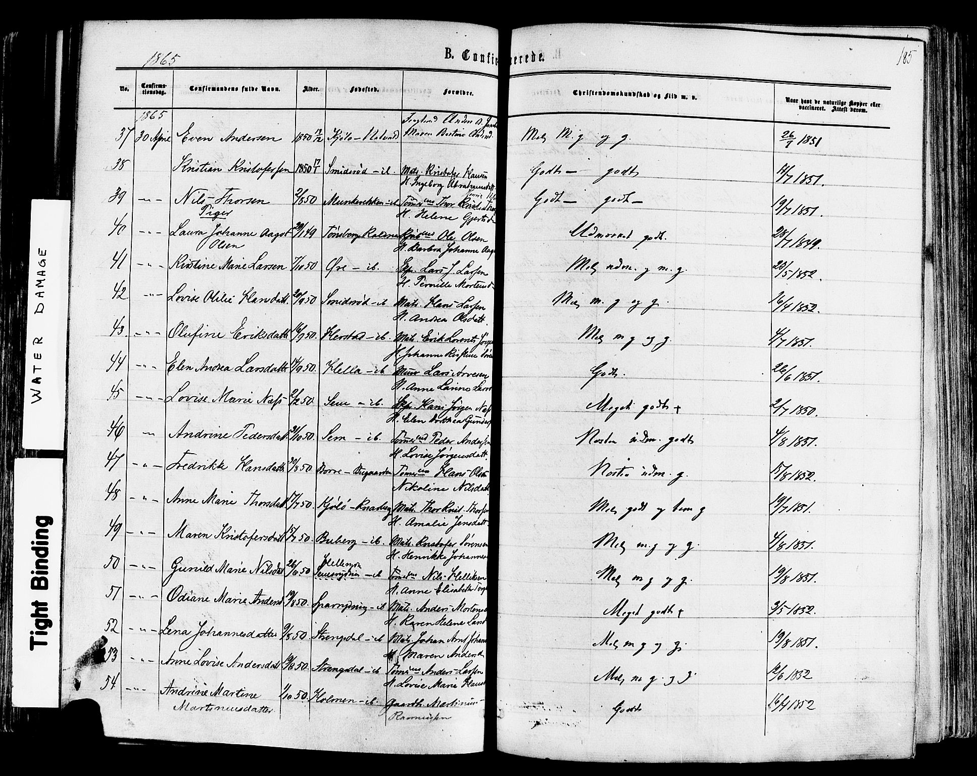 Nøtterøy kirkebøker, AV/SAKO-A-354/F/Fa/L0007: Parish register (official) no. I 7, 1865-1877, p. 185