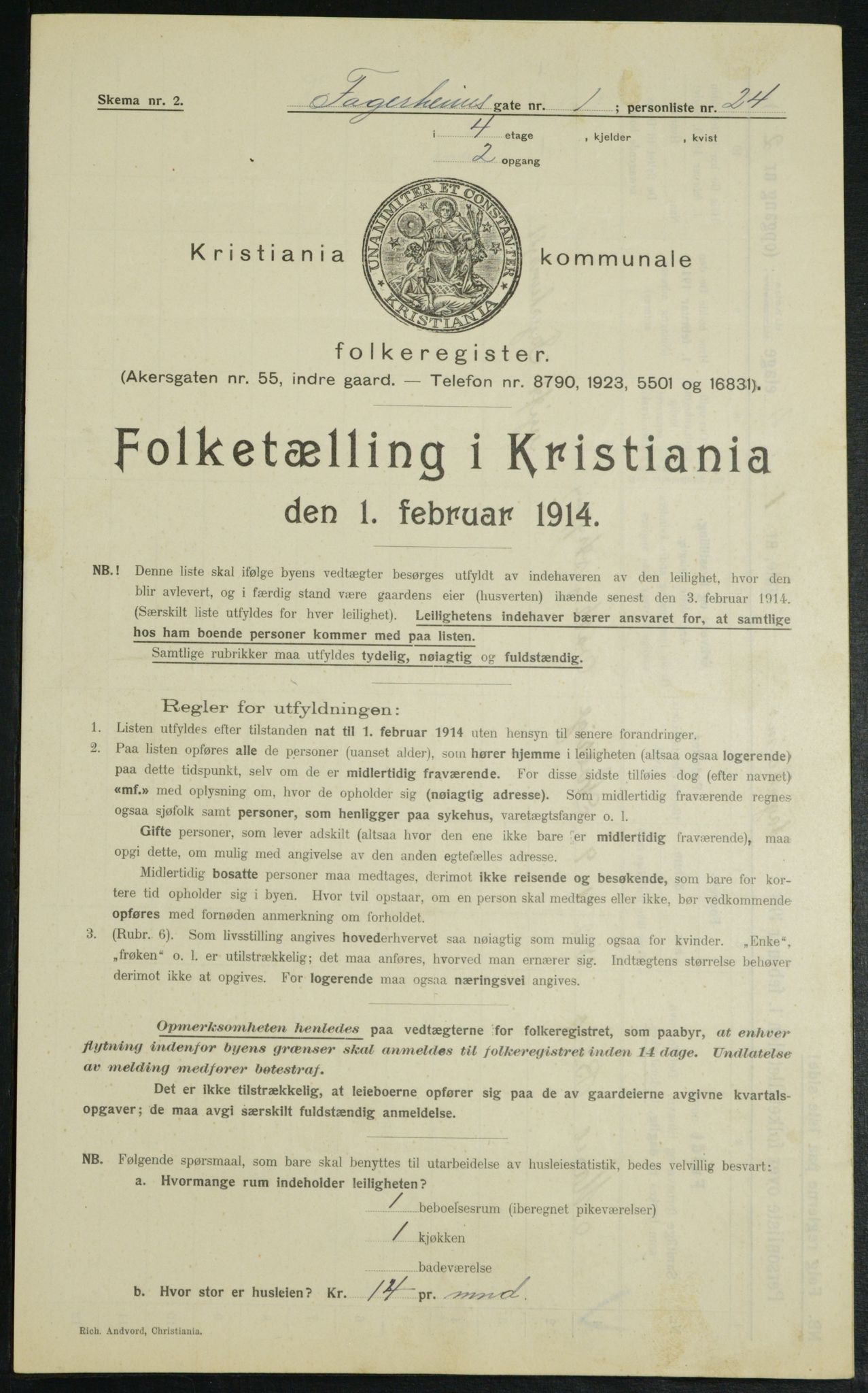 OBA, Municipal Census 1914 for Kristiania, 1914, p. 23236