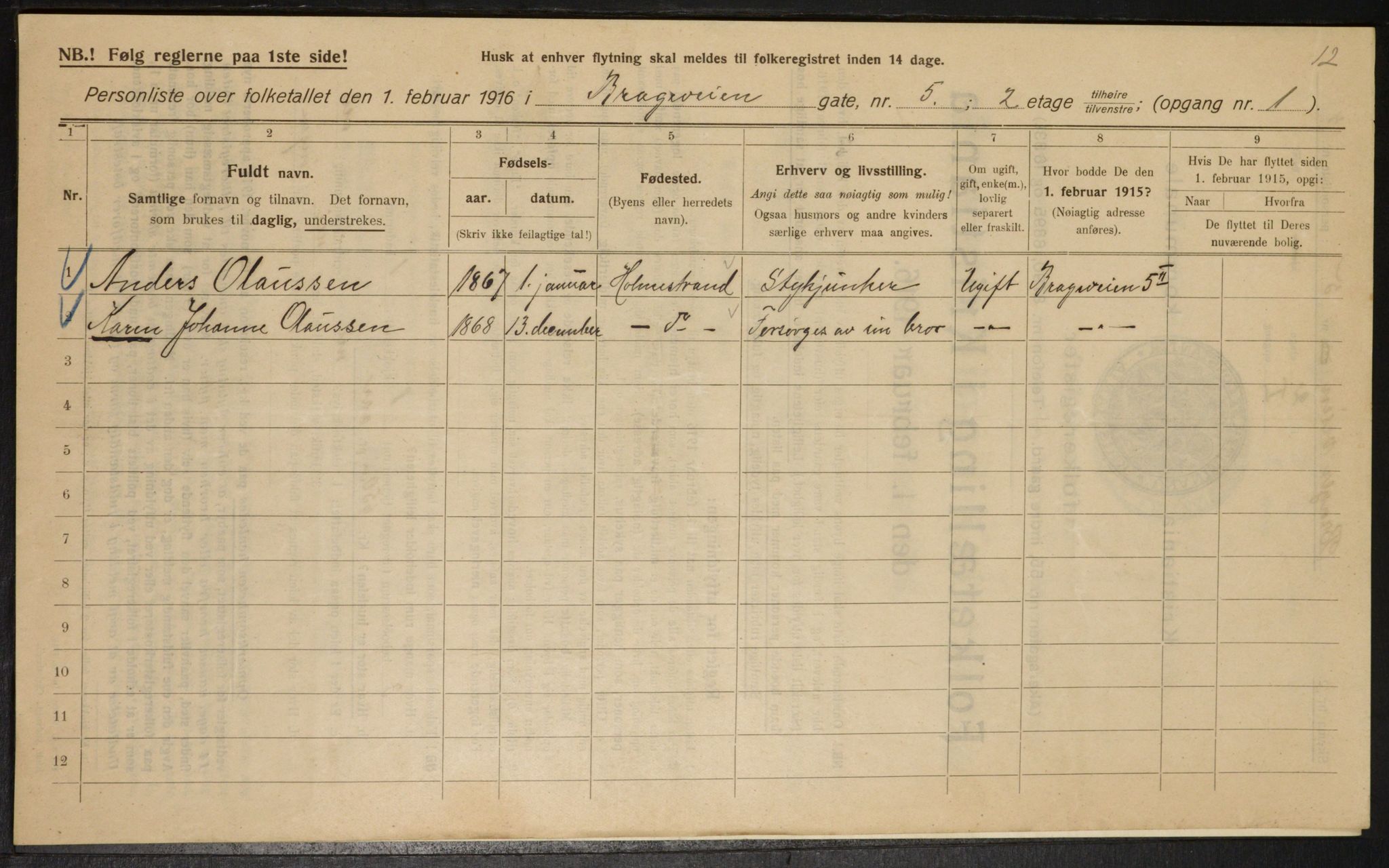 OBA, Municipal Census 1916 for Kristiania, 1916, p. 8175