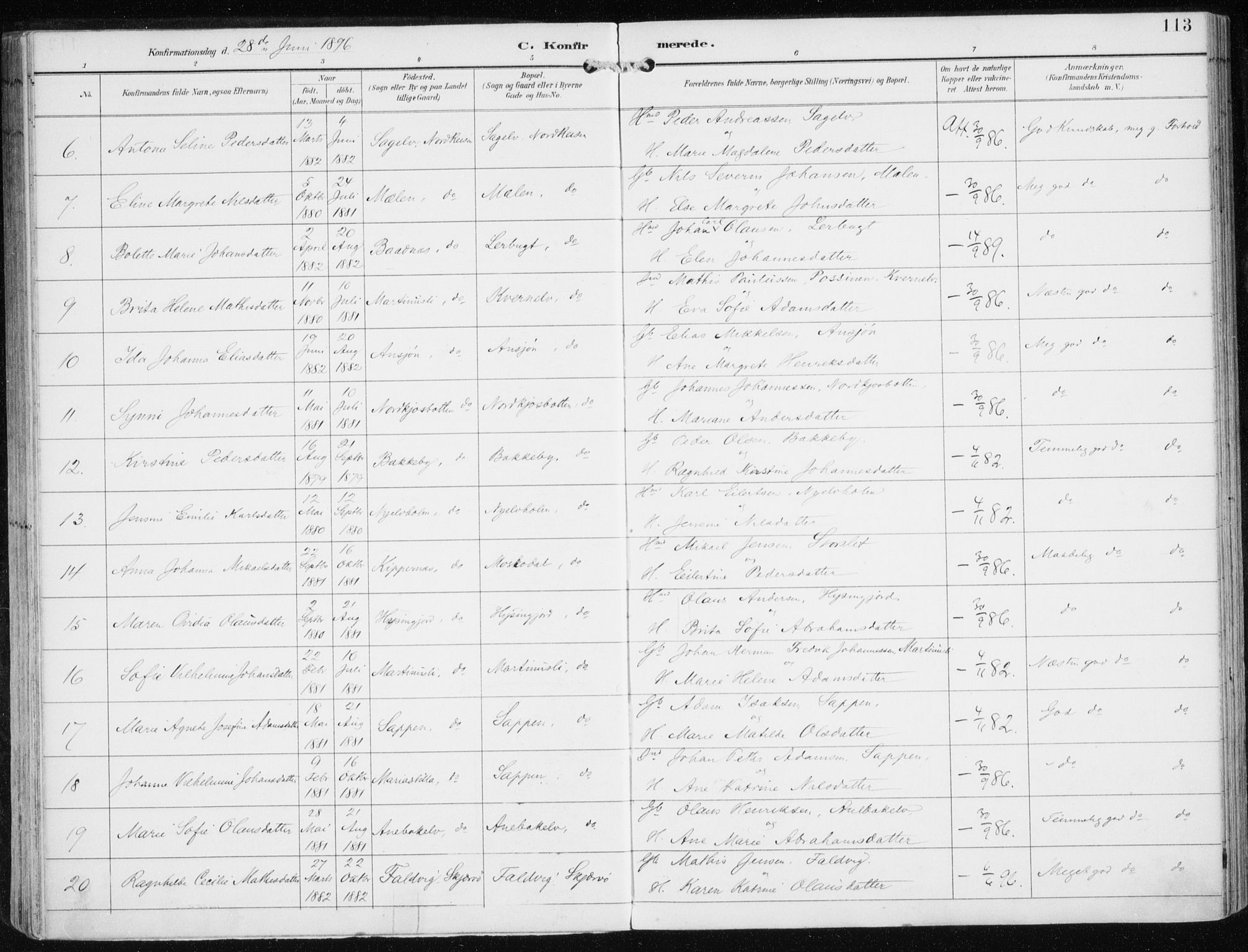Skjervøy sokneprestkontor, SATØ/S-1300/H/Ha/Haa/L0017kirke: Parish register (official) no. 17, 1895-1911, p. 113
