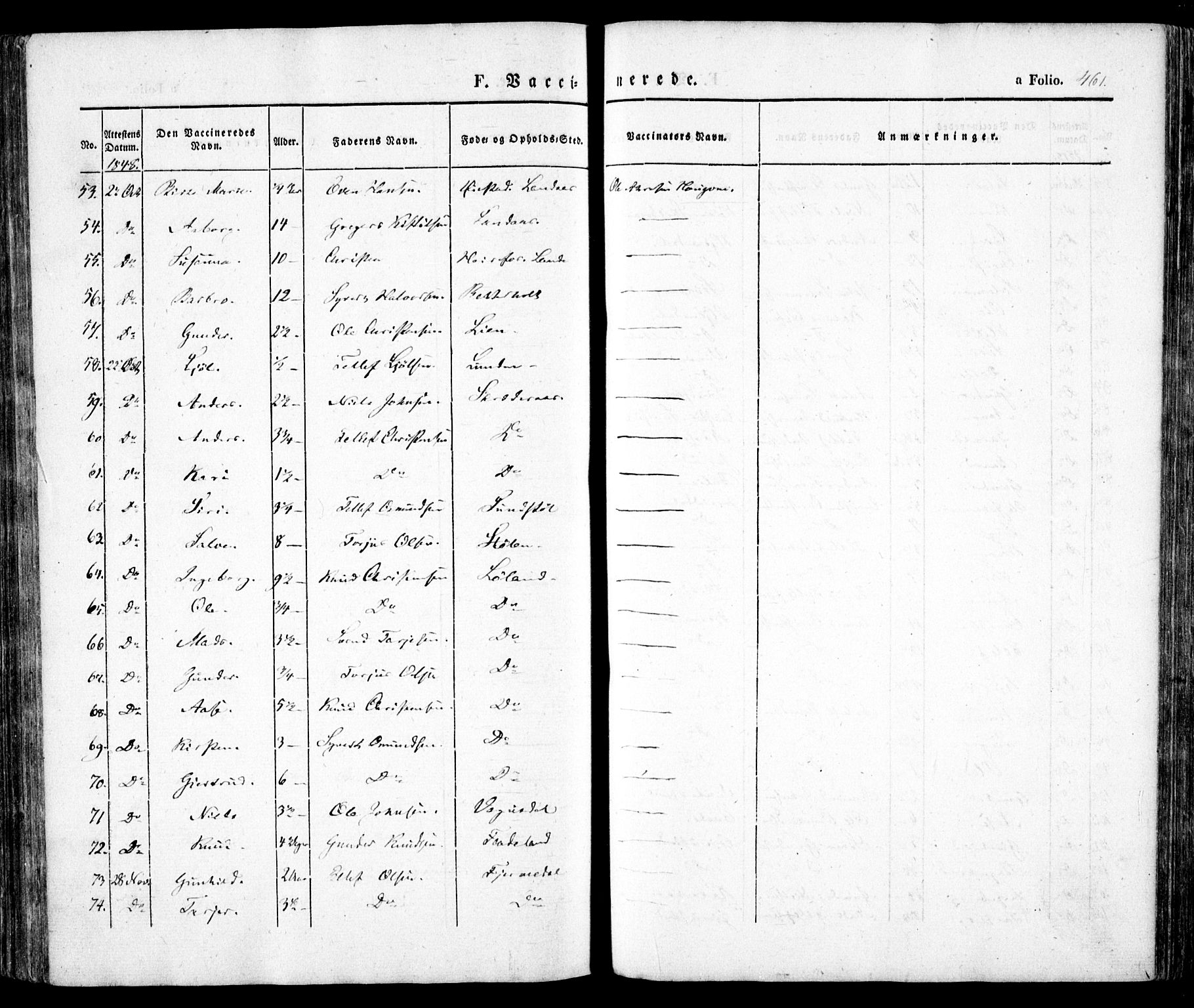 Evje sokneprestkontor, AV/SAK-1111-0008/F/Fa/Faa/L0005: Parish register (official) no. A 5, 1843-1865, p. 461