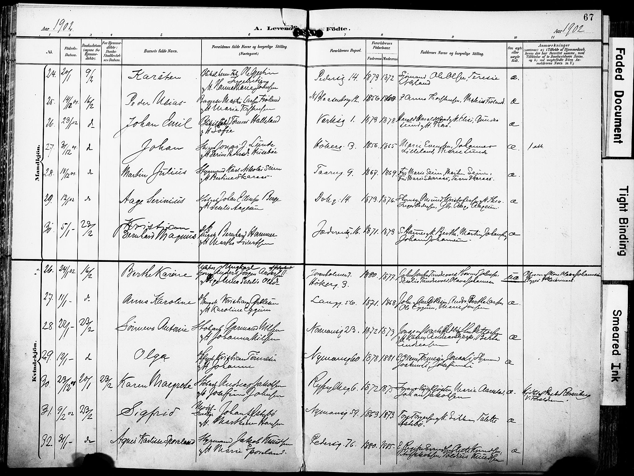 St. Johannes sokneprestkontor, AV/SAST-A-101814/001/30/30BA/L0007: Parish register (official) no. A 7, 1900-1910, p. 67