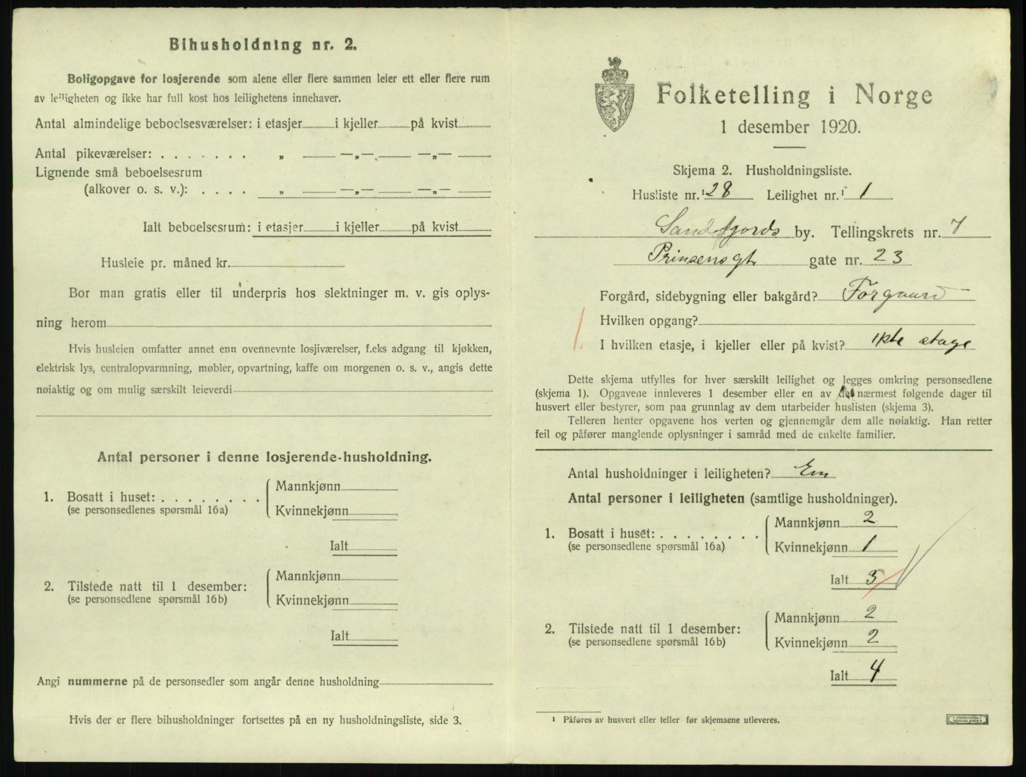 SAKO, 1920 census for Sandefjord, 1920, p. 3048