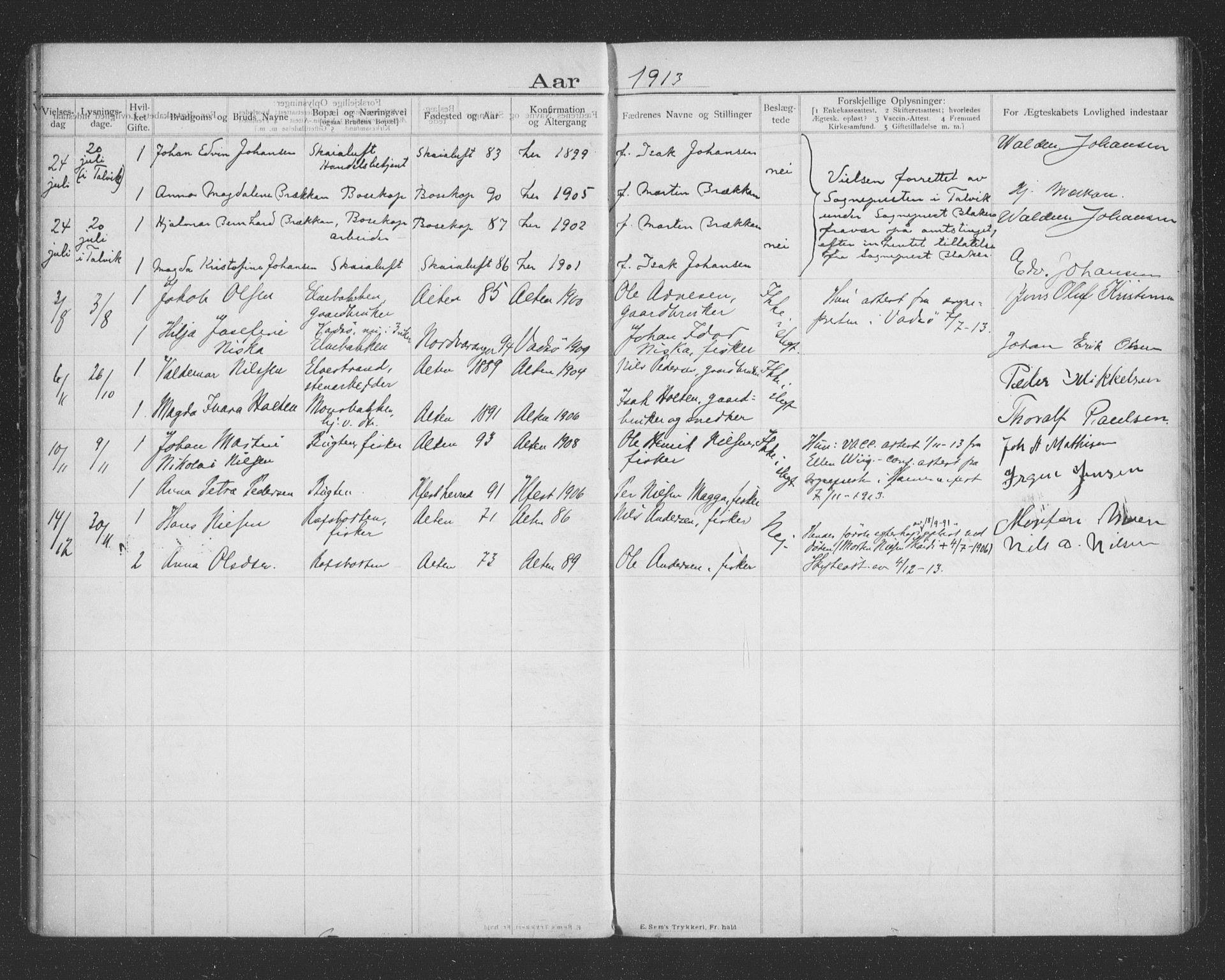 Alta sokneprestkontor, AV/SATØ-S-1338/I/Ib/L0045: Banns register no. 45, 1903-1921