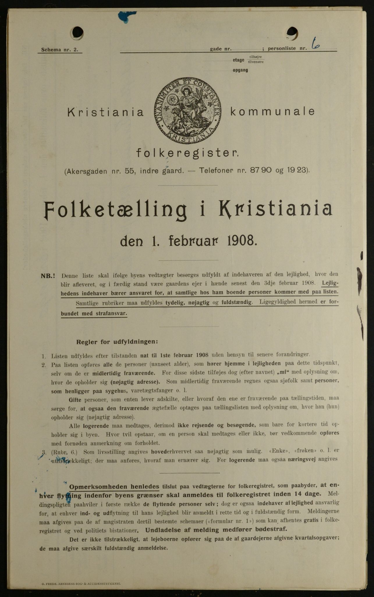 OBA, Municipal Census 1908 for Kristiania, 1908, p. 20047