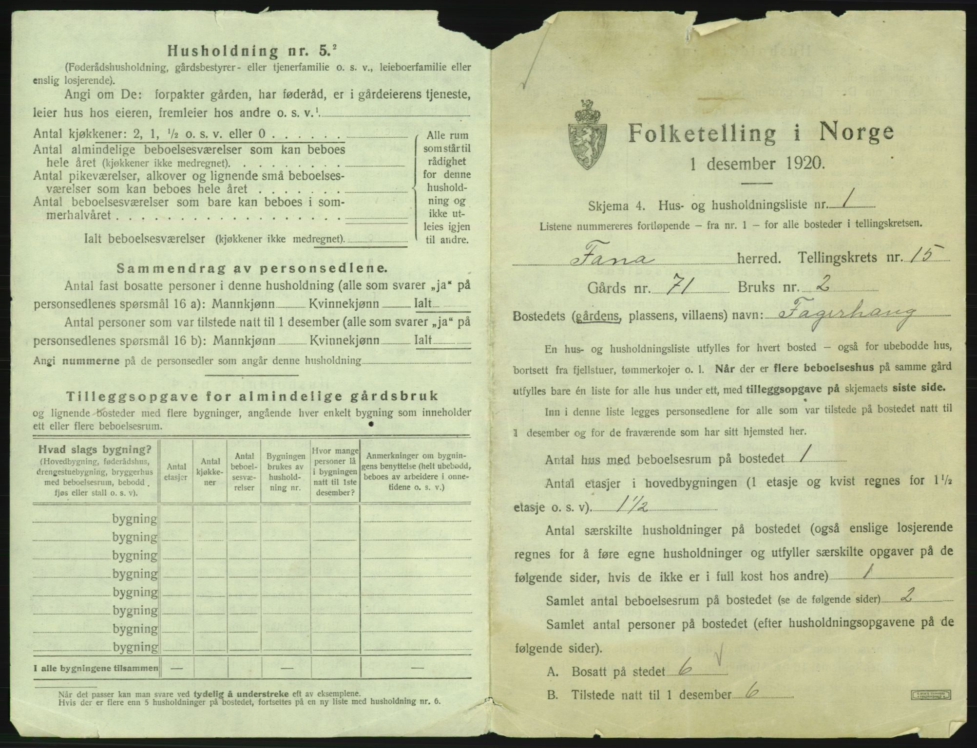 SAB, 1920 census for Fana, 1920, p. 2468