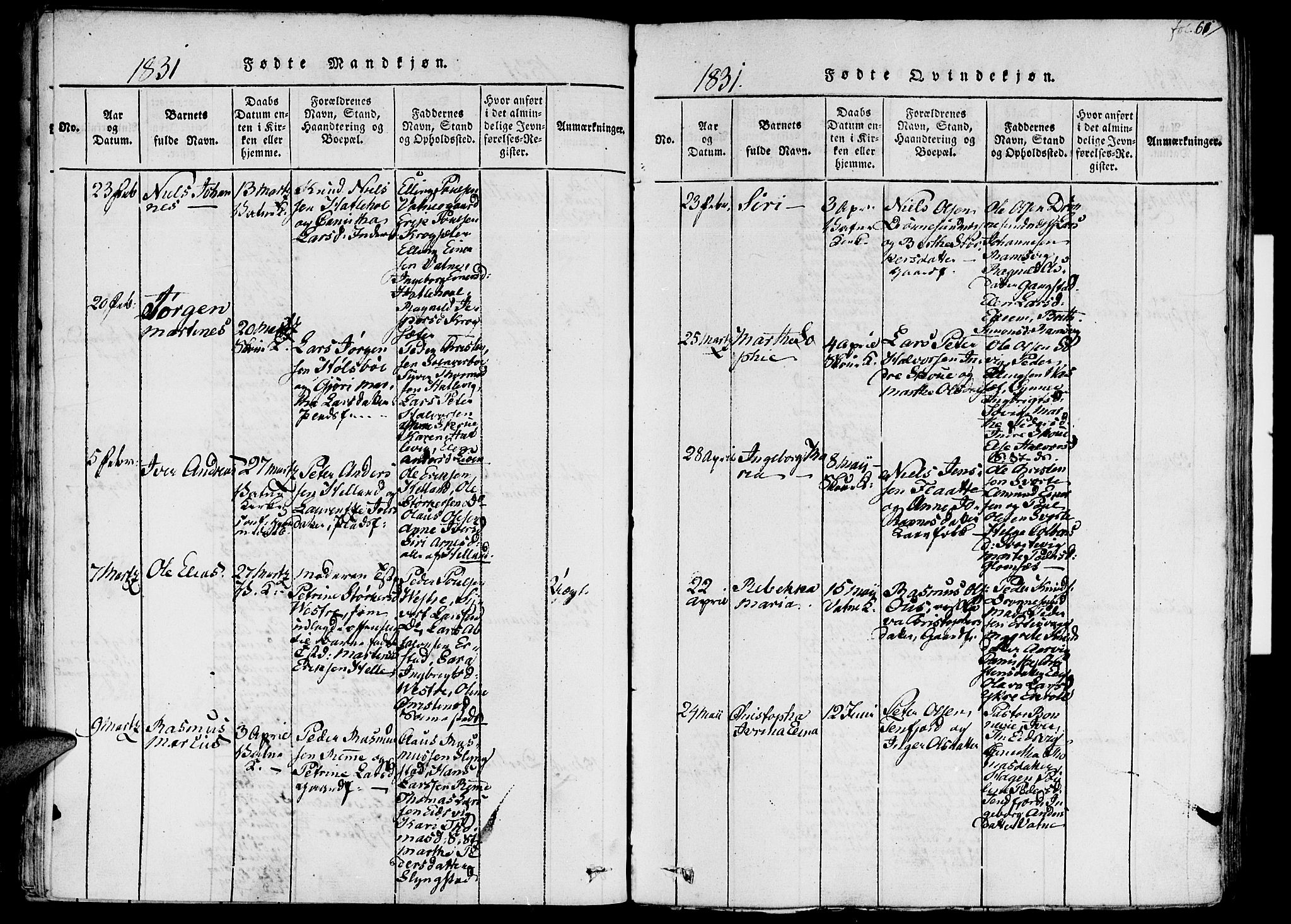 Ministerialprotokoller, klokkerbøker og fødselsregistre - Møre og Romsdal, SAT/A-1454/524/L0351: Parish register (official) no. 524A03, 1816-1838, p. 61