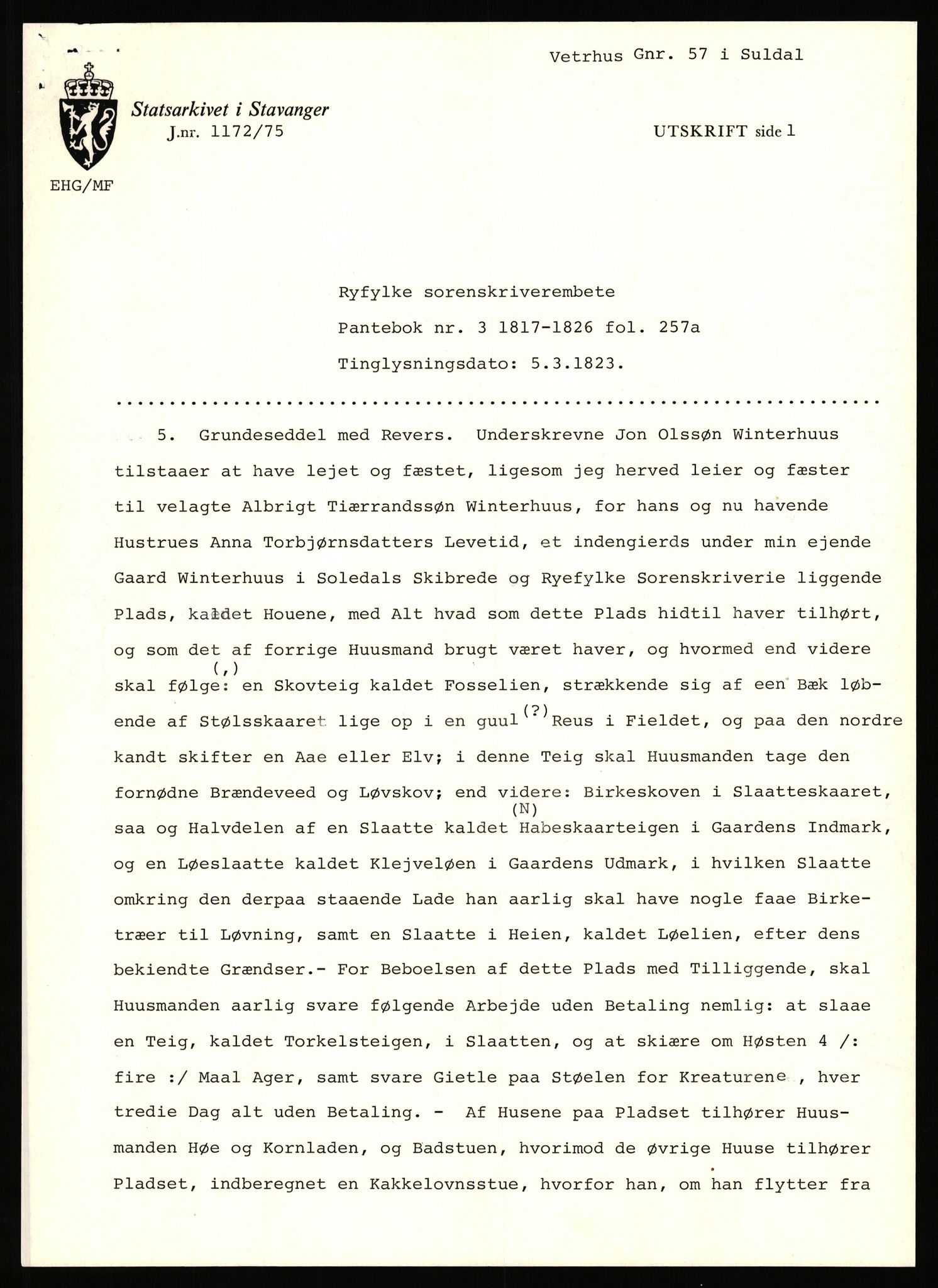 Statsarkivet i Stavanger, AV/SAST-A-101971/03/Y/Yj/L0094: Avskrifter sortert etter gårdsnavn: Vetrhus - Vik i Nerstrand, 1750-1930, p. 75