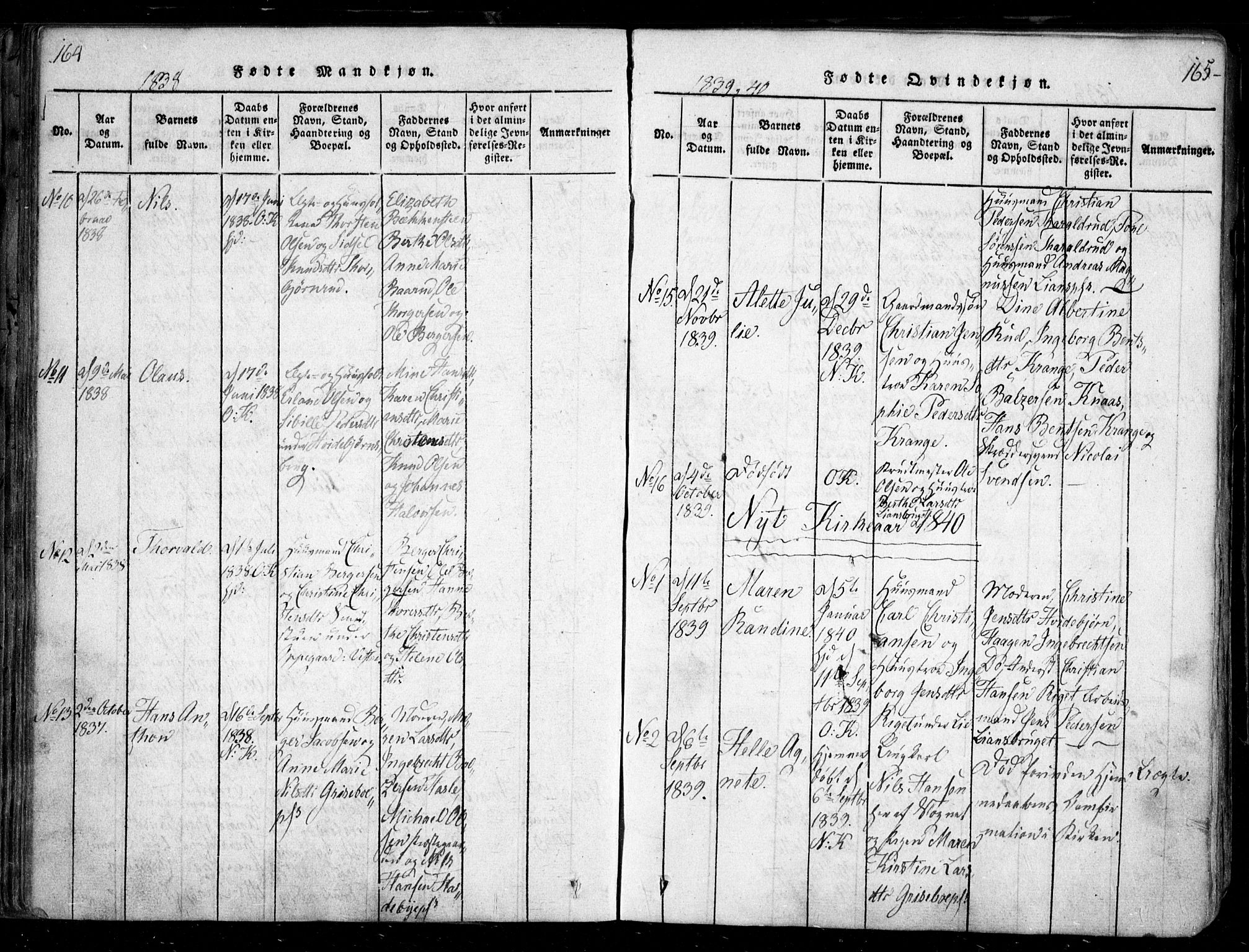 Nesodden prestekontor Kirkebøker, SAO/A-10013/F/Fa/L0006: Parish register (official) no. I 6, 1814-1847, p. 164-165