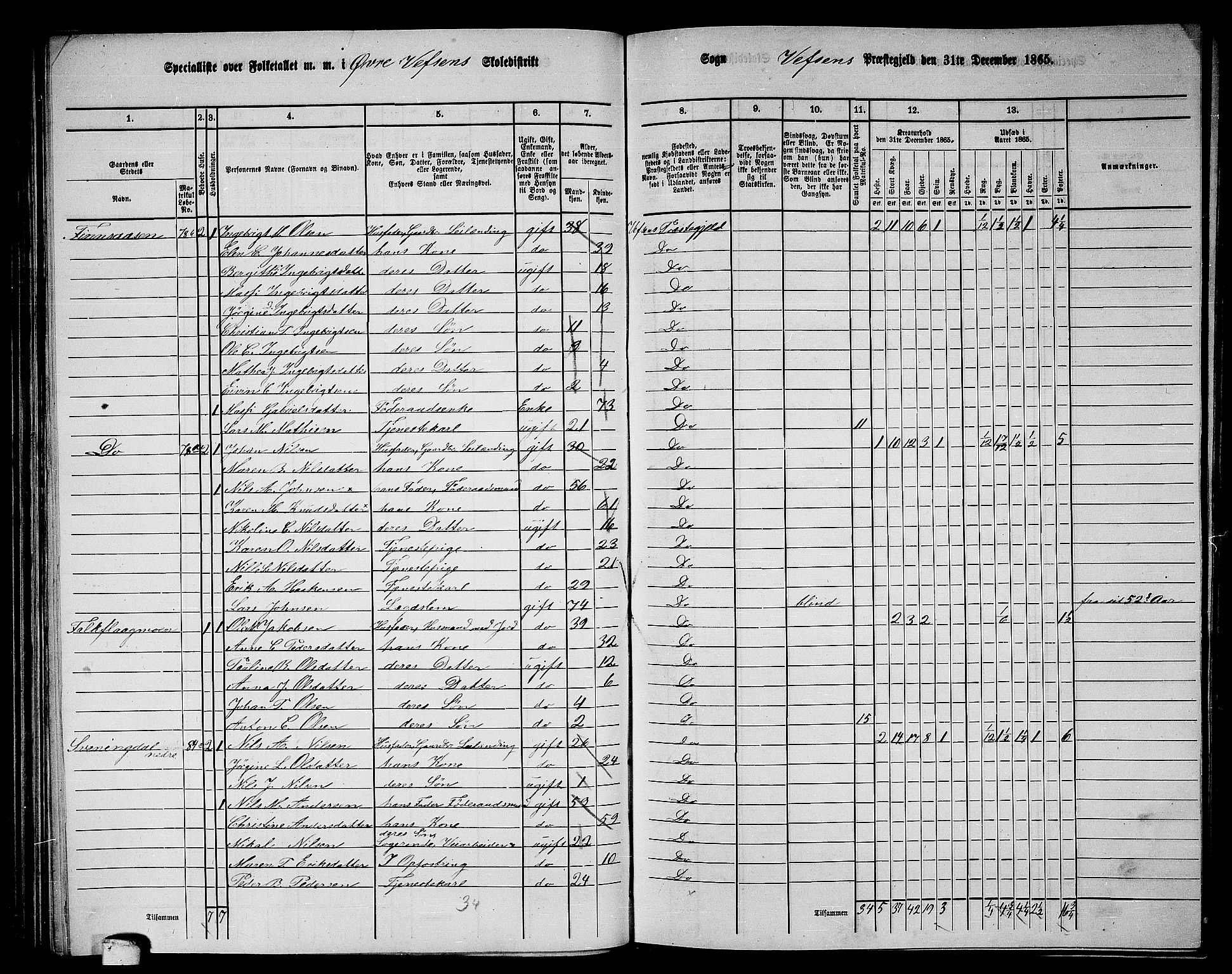 RA, 1865 census for Vefsn, 1865, p. 106