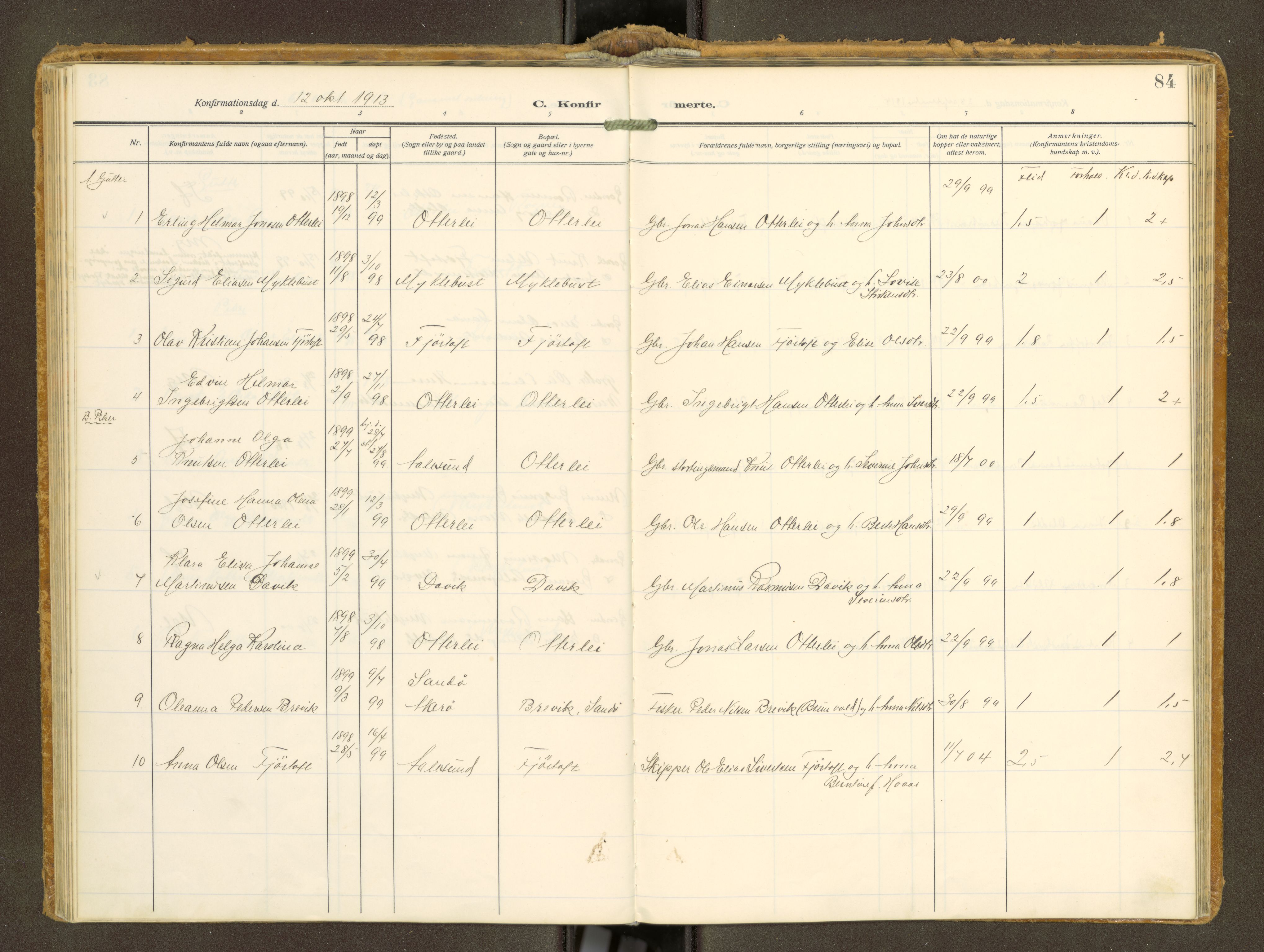 Ministerialprotokoller, klokkerbøker og fødselsregistre - Møre og Romsdal, AV/SAT-A-1454/538/L0528: Parish register (official) no. 538A--, 1911-1935, p. 84