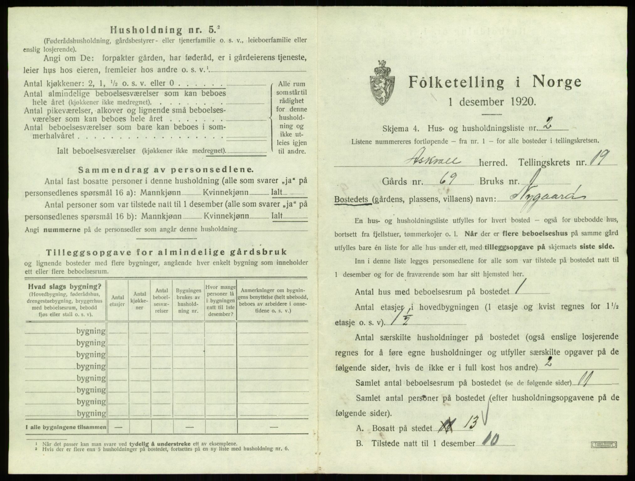 SAB, 1920 census for Askvoll, 1920, p. 1030