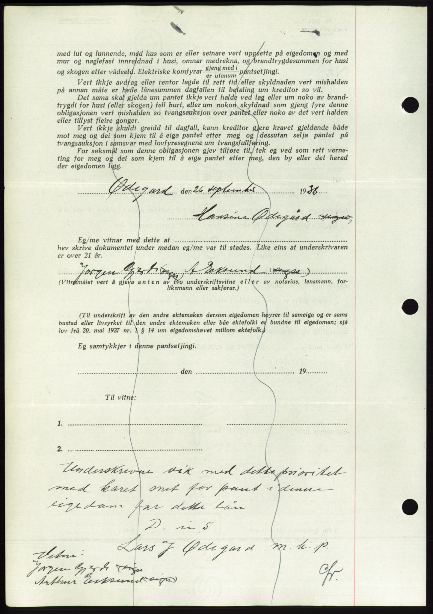 Søre Sunnmøre sorenskriveri, AV/SAT-A-4122/1/2/2C/L0066: Mortgage book no. 60, 1938-1938, Diary no: : 1379/1938