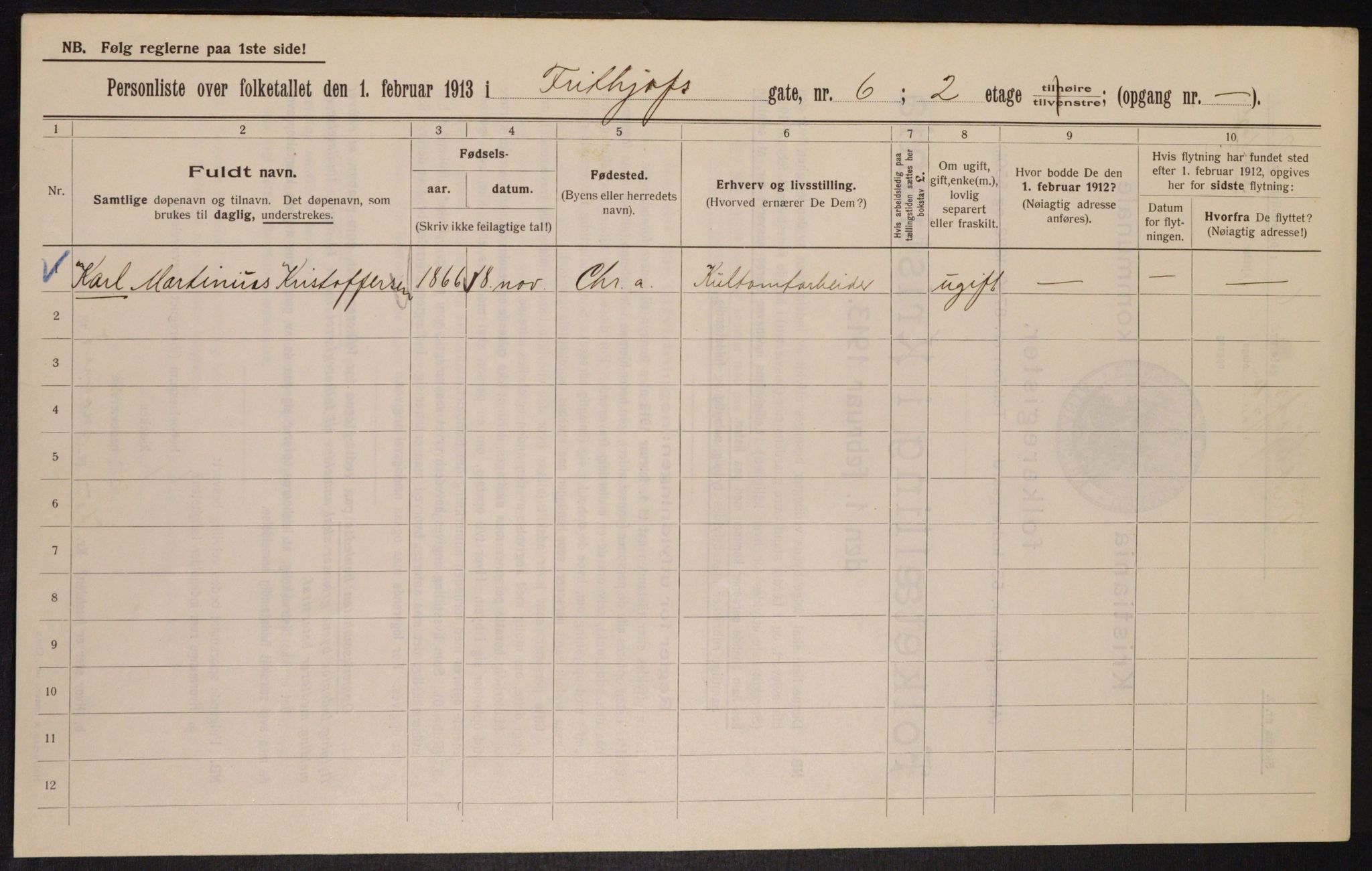 OBA, Municipal Census 1913 for Kristiania, 1913, p. 26999