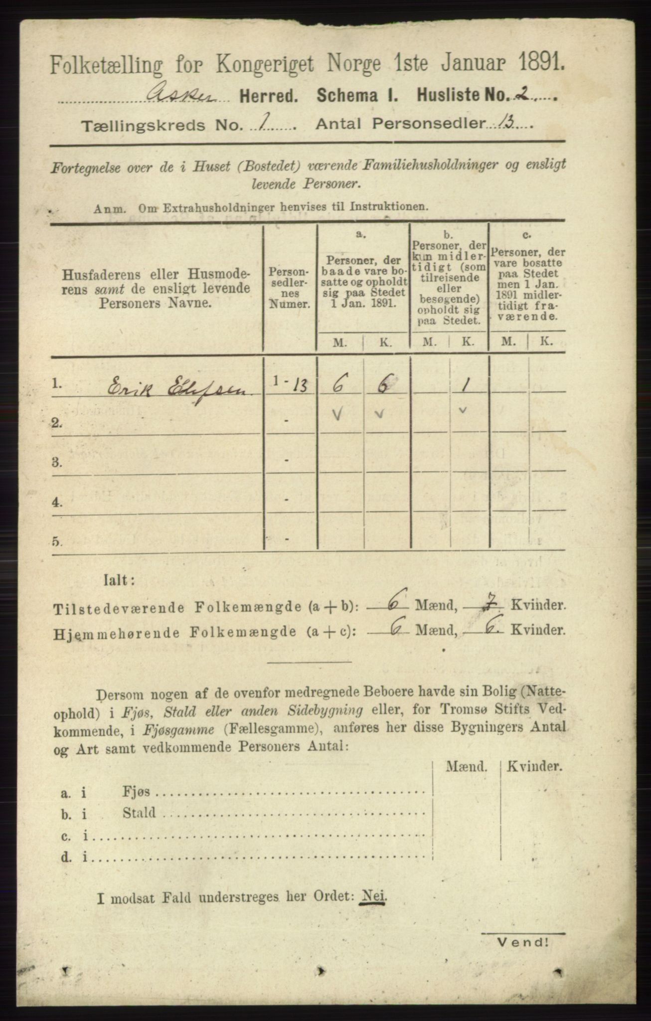 RA, 1891 census for 0220 Asker, 1891, p. 28