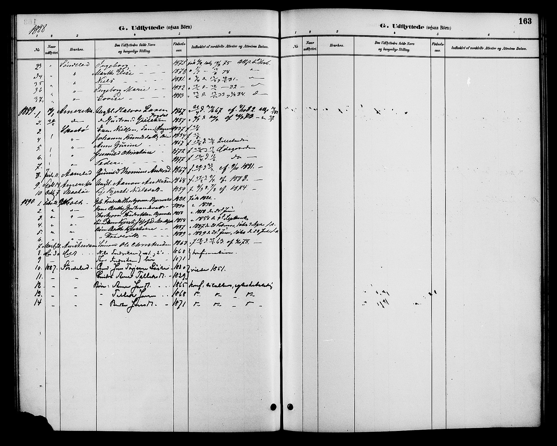 Gjerstad sokneprestkontor, SAK/1111-0014/F/Fa/Faa/L0009: Parish register (official) no. A 9, 1885-1890, p. 163