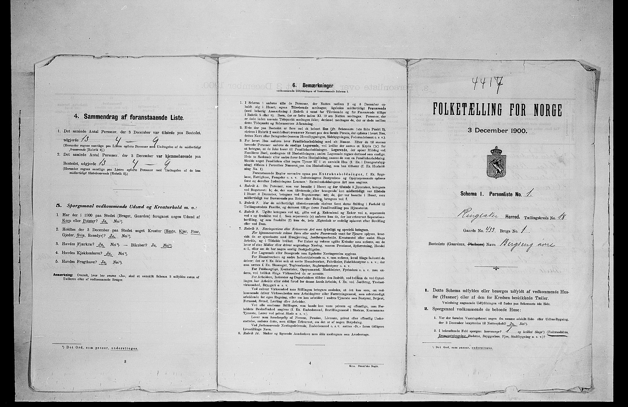 SAH, 1900 census for Ringsaker, 1900, p. 122