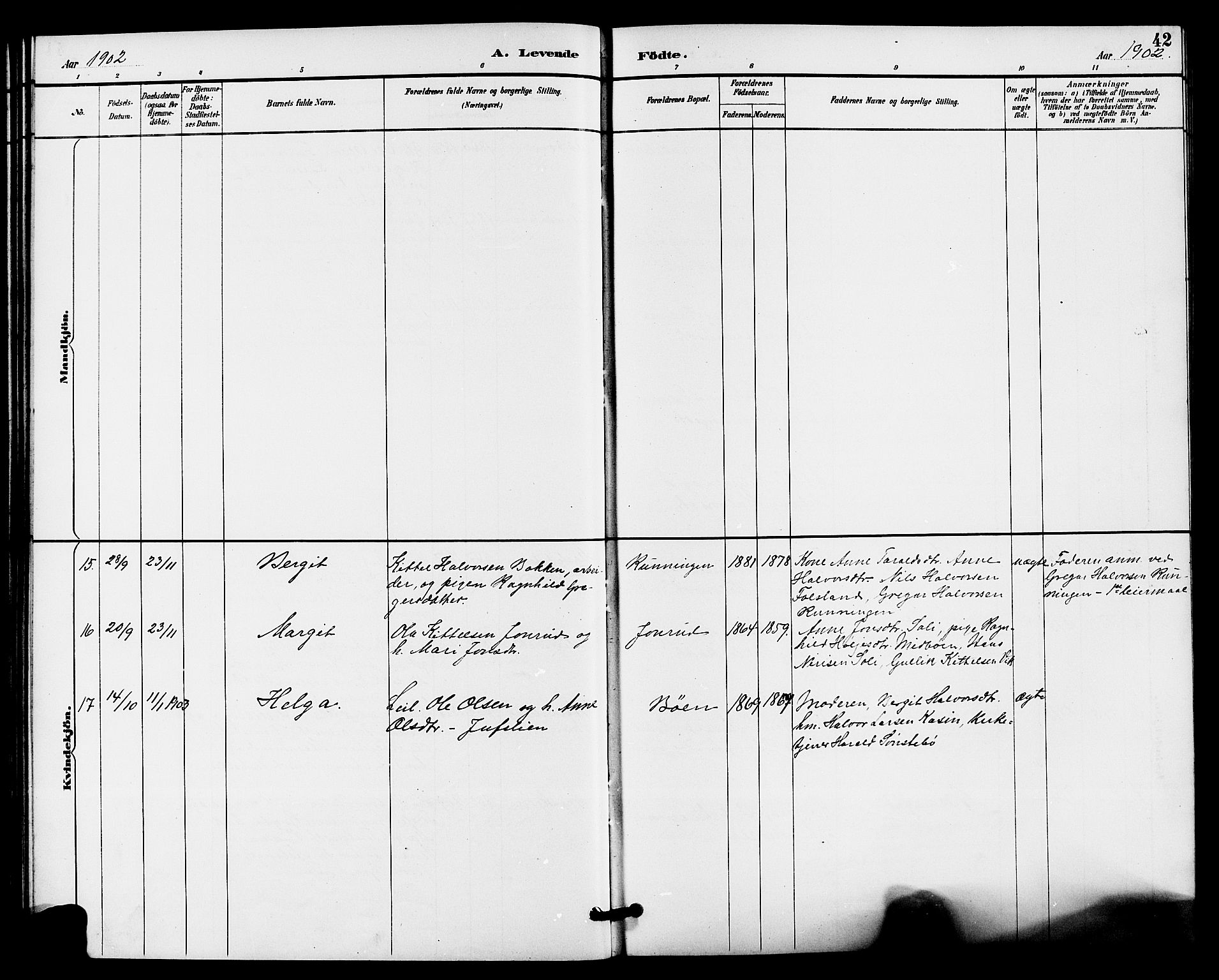 Gransherad kirkebøker, SAKO/A-267/G/Ga/L0003: Parish register (copy) no. I 3, 1887-1915, p. 42
