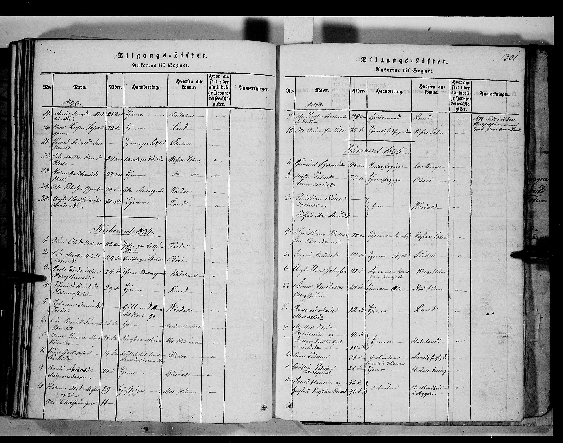 Østre Toten prestekontor, SAH/PREST-104/H/Ha/Haa/L0001: Parish register (official) no. 1, 1828-1839, p. 301